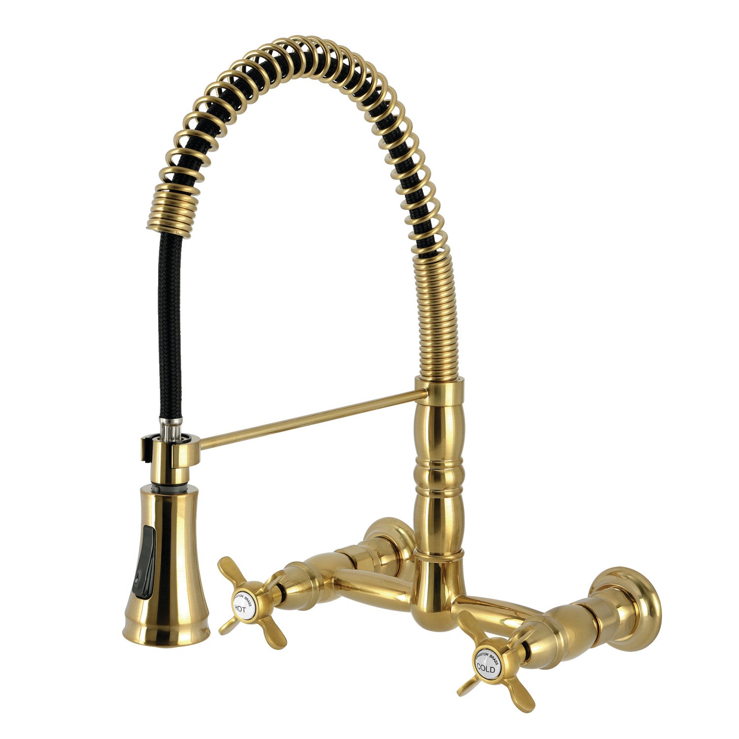 Kingston Tulare GS1247BEX - Essex Double-Handle 2 trous Robinet de cuisine pré-rouleau, laiton brossé