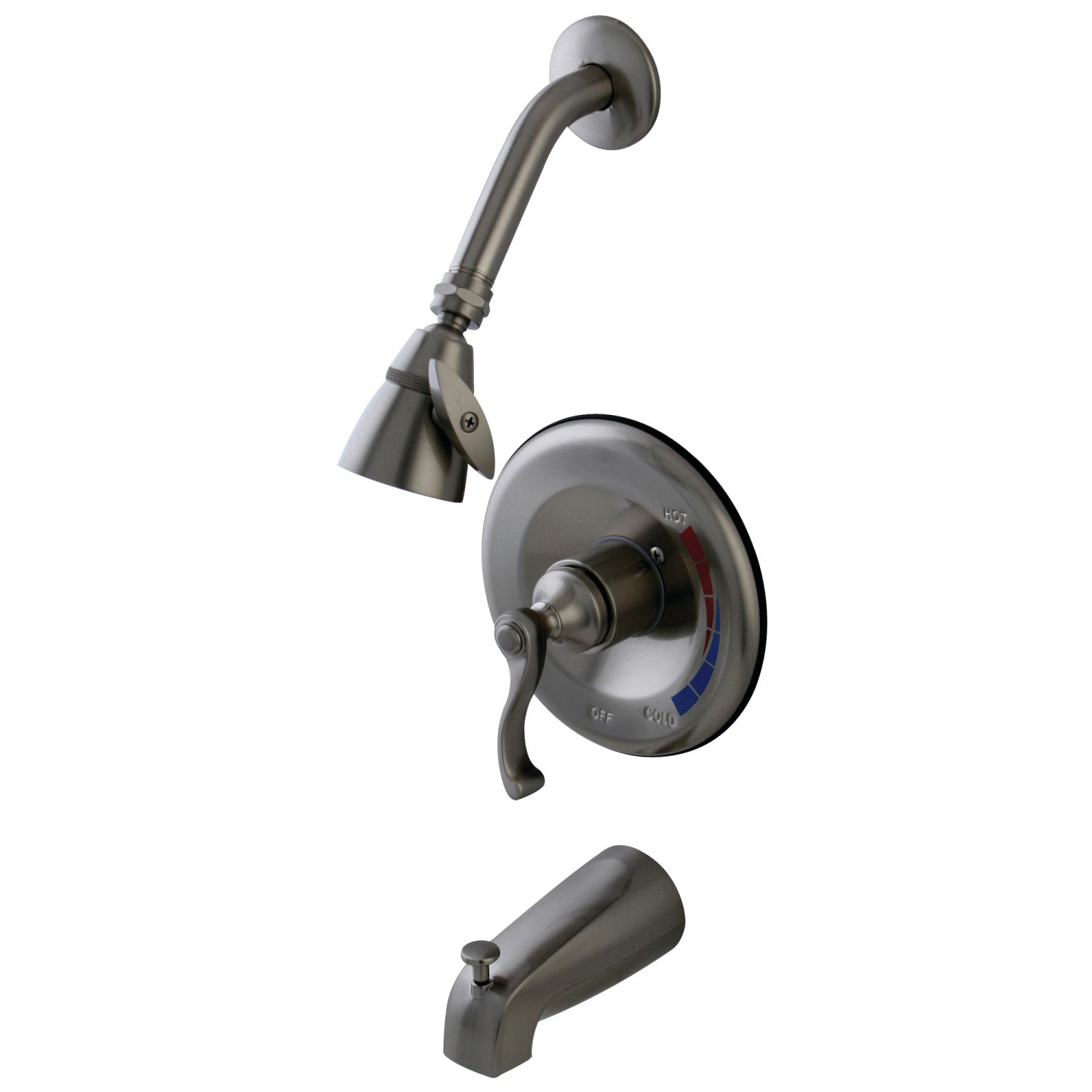 Kingston Tulare KB8638FL - Robinet de baignoire et de douche équilibré à une poignée Royale, nickel brossé