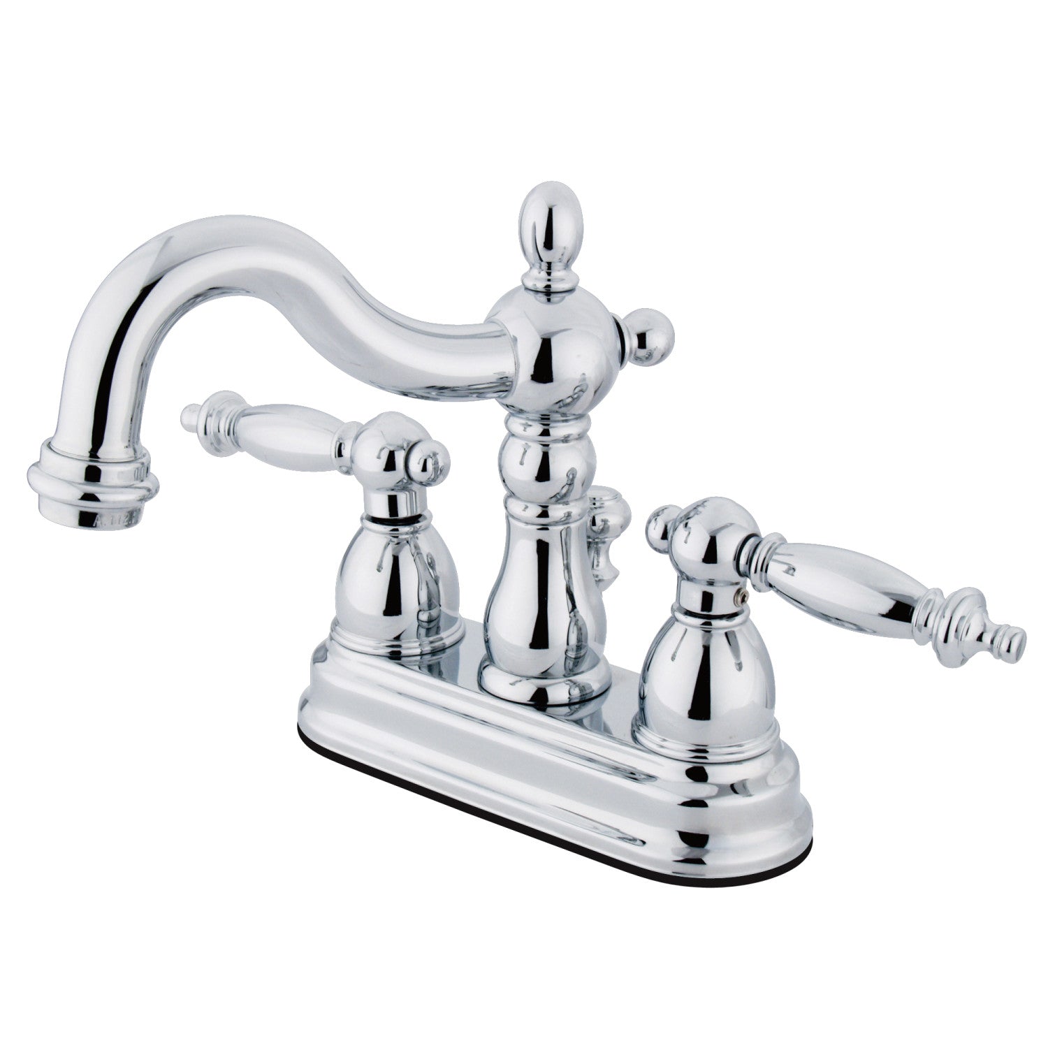 Kingston Heirloom KS1601TL - Heritage Double-Handle 3 trous montage sur plage 4-Inch Centerset Robinet de salle de bains avec laiton à tirette, Chrome poli