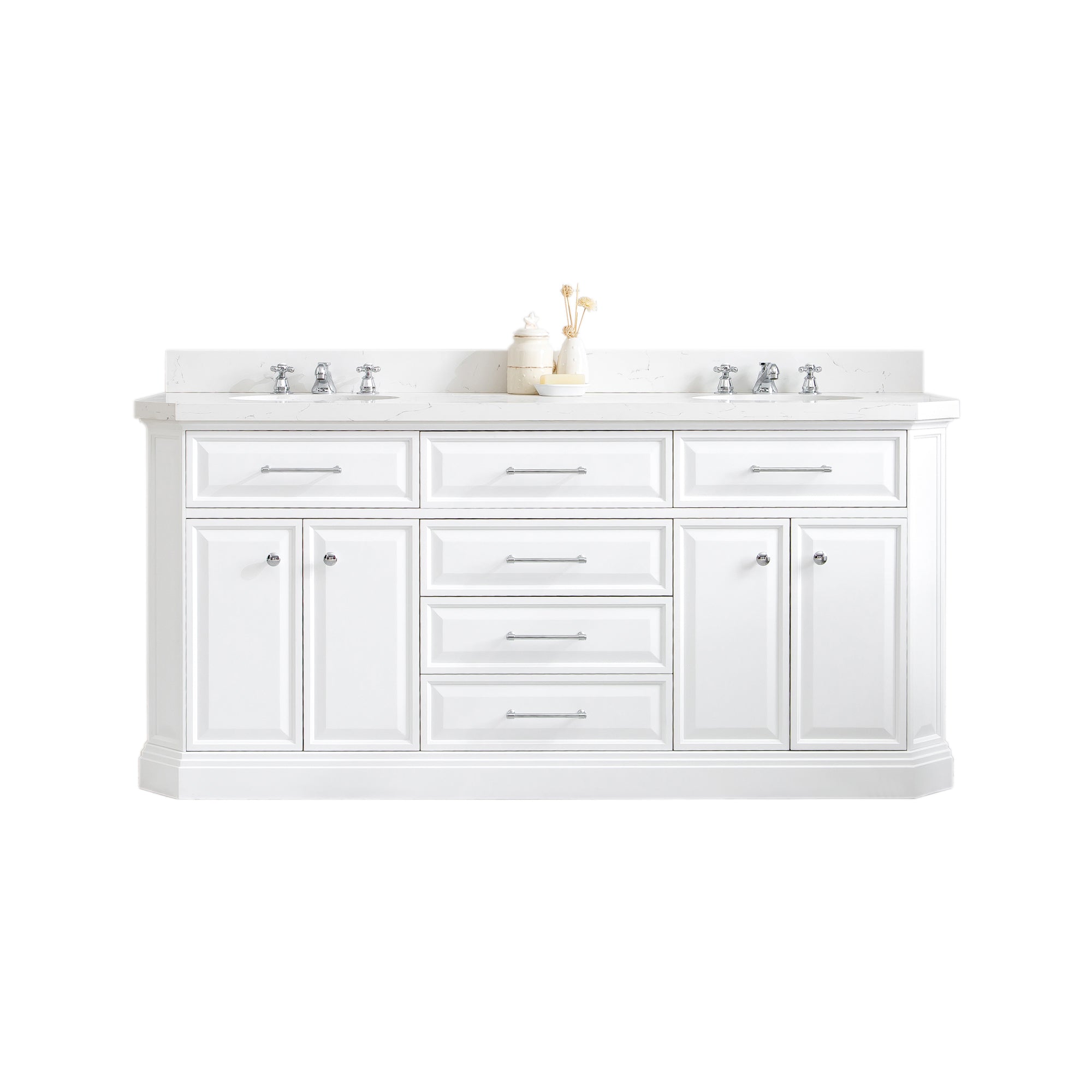 Kingston Luxe PA72QZ01PW - 72 in. x 22 in. Bathroom Vanity Quartz Top and White Basin, Pure White