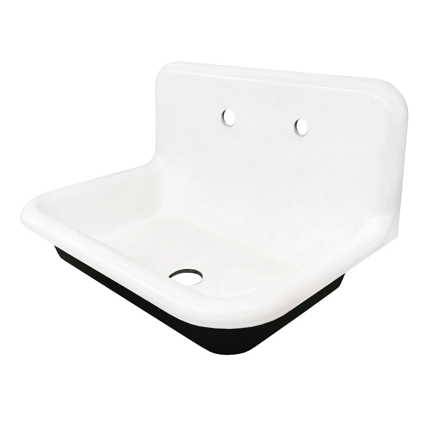 Kingston Heirloom GCLWS302019 - Towne 30-Inch Cast Iron Single Bowl Wall Mount Utility Sink (2-Hole), White