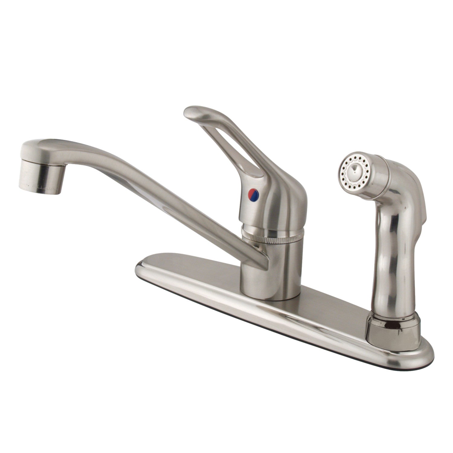 Kingston Tulare KB563SNSP - Wyndham One-Handle 3 trous 8 Robinet de cuisine central avec pulvérisateur latéral, nickel brossé