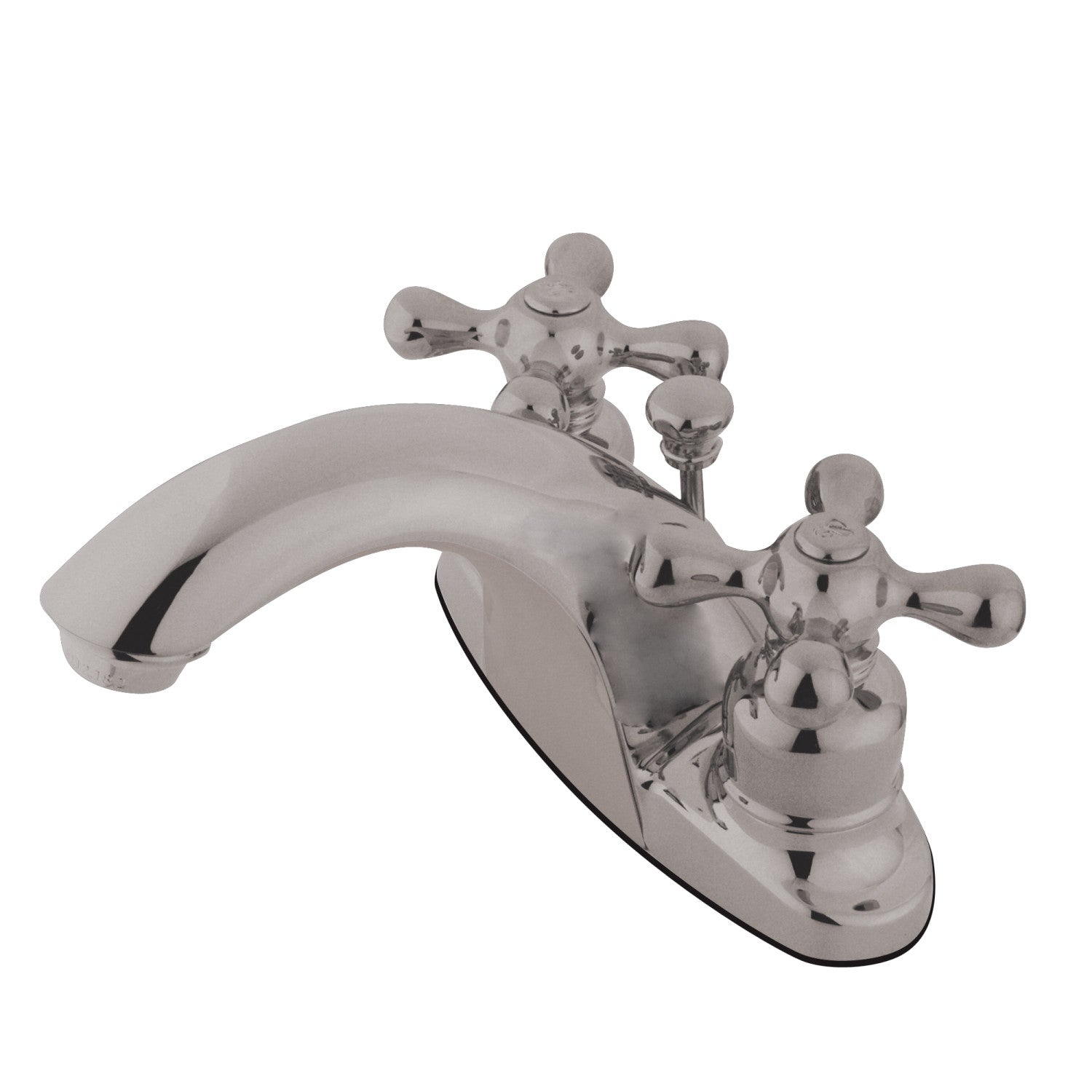 Kingston Heirloom GKB7648AX - Robinet de salle de bain double poignée de pays anglais 3 trous montage sur plage 4-Inch Centerset avec drain à tirette, Nickel brossé