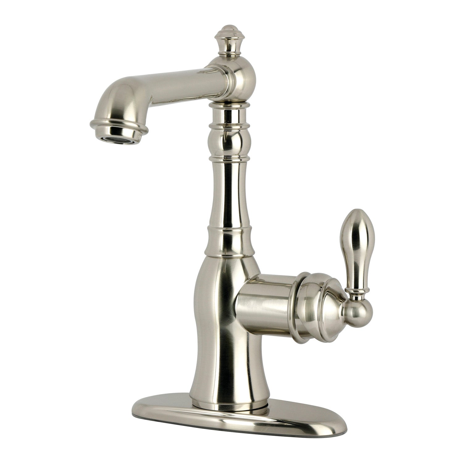 Kingston Heirloom GSY7728ACL - Robinet de bar à une poignée classique américaine 3 trous, nickel brossé