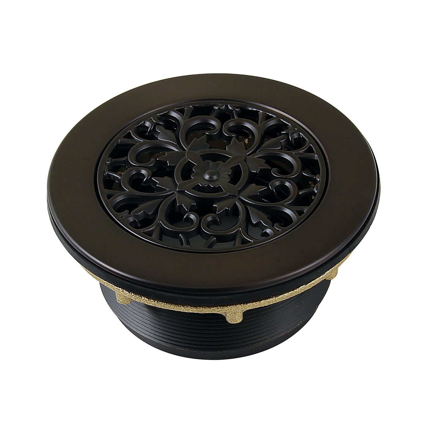 Kingston Watercourse BSFT4135 4-1/4-Inch Brass Round Grid Shower Base Drain with Flange, Oil Rubbed Bronze