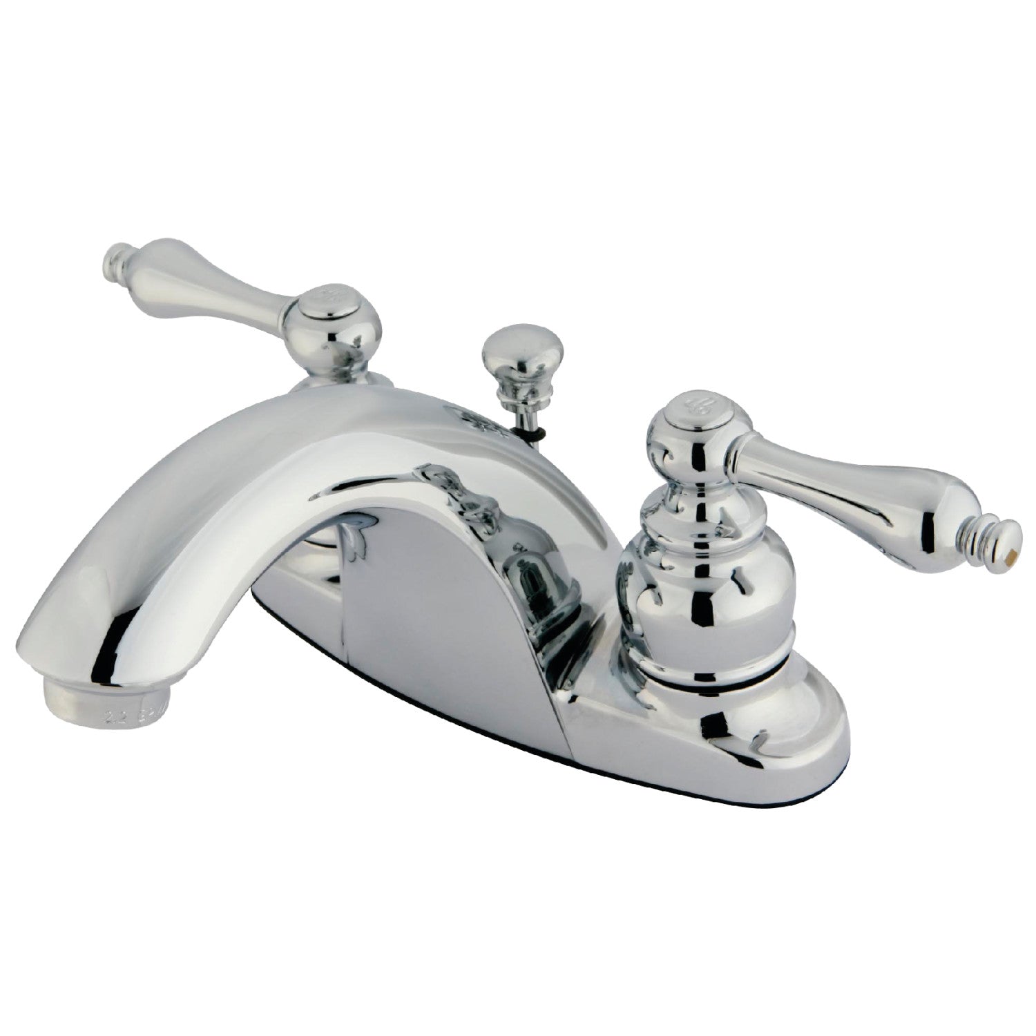 Kingston Heirloom KB7641AL - Robinet de salle de bain double poignée de pays anglais 3 trous montage sur plage 4-Inch Centerset avec drain à tirette, chrome poli
