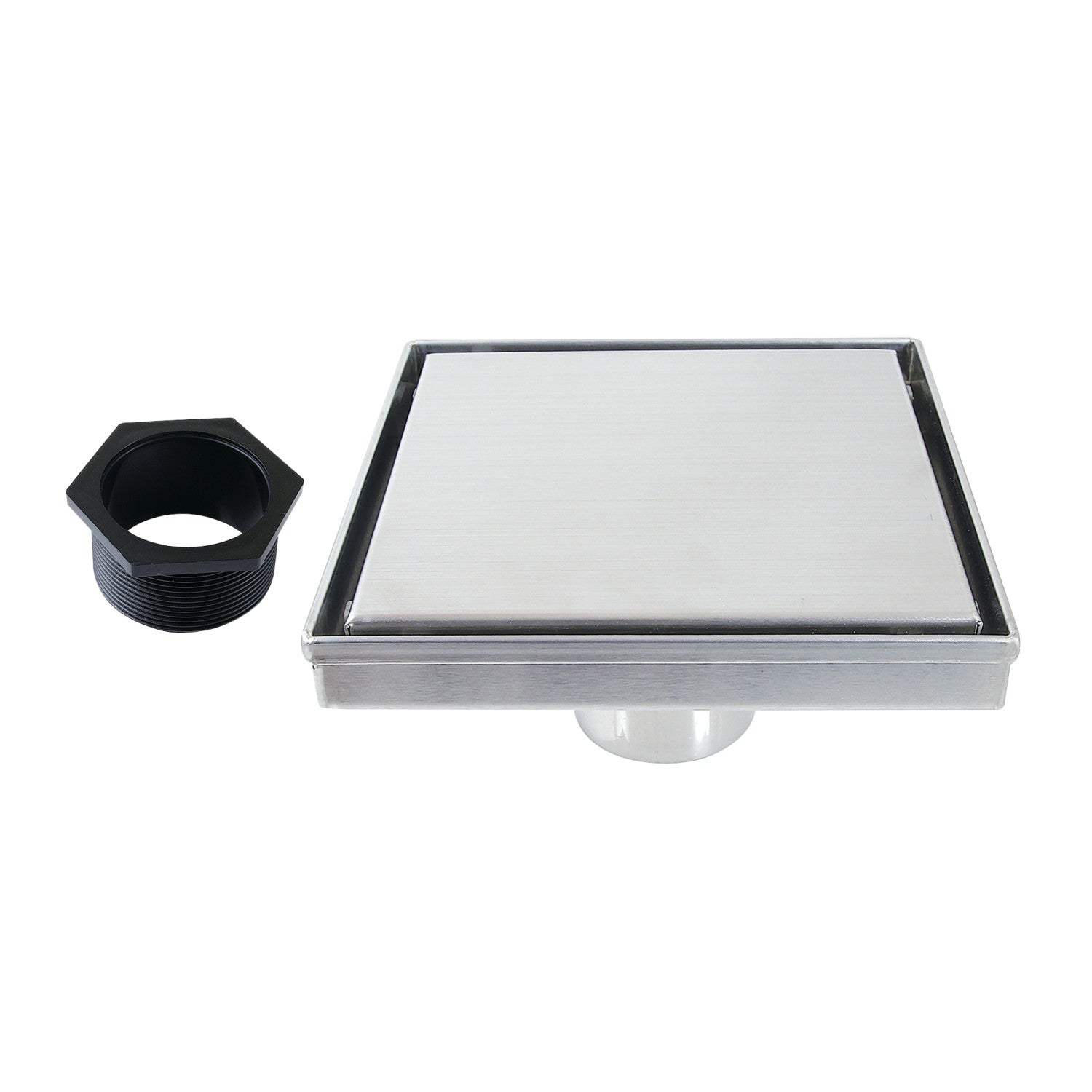 Kingston Watercourse BSF6621 6-Inch Stainless Steel Square Shower Drain with Hair Catcher, Polished Chrome