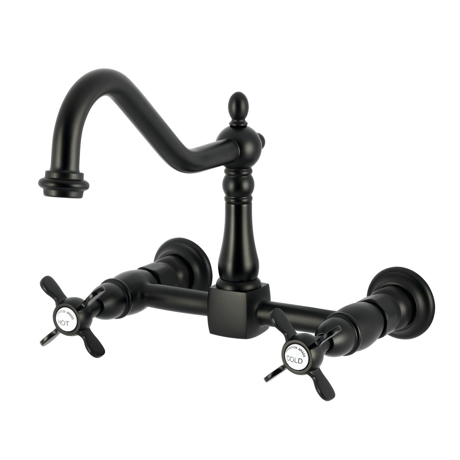 Kingston Heirloom KS1240BEX - Robinet de cuisine à deux poignées 2 trous, noir mat