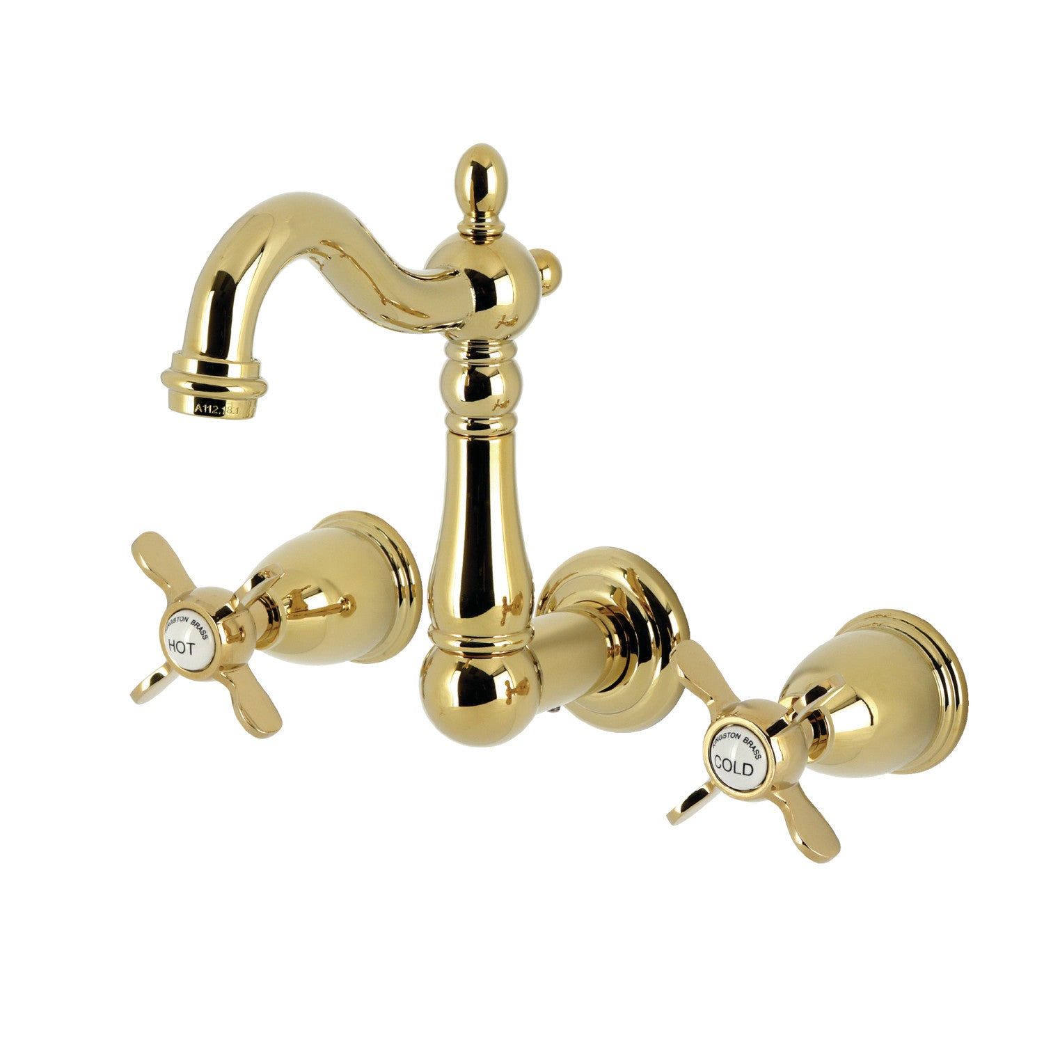 Kingston Heirloom KS1222BEX - Robinet de salle de bains à double poignée Essex 3 trous, laiton poli