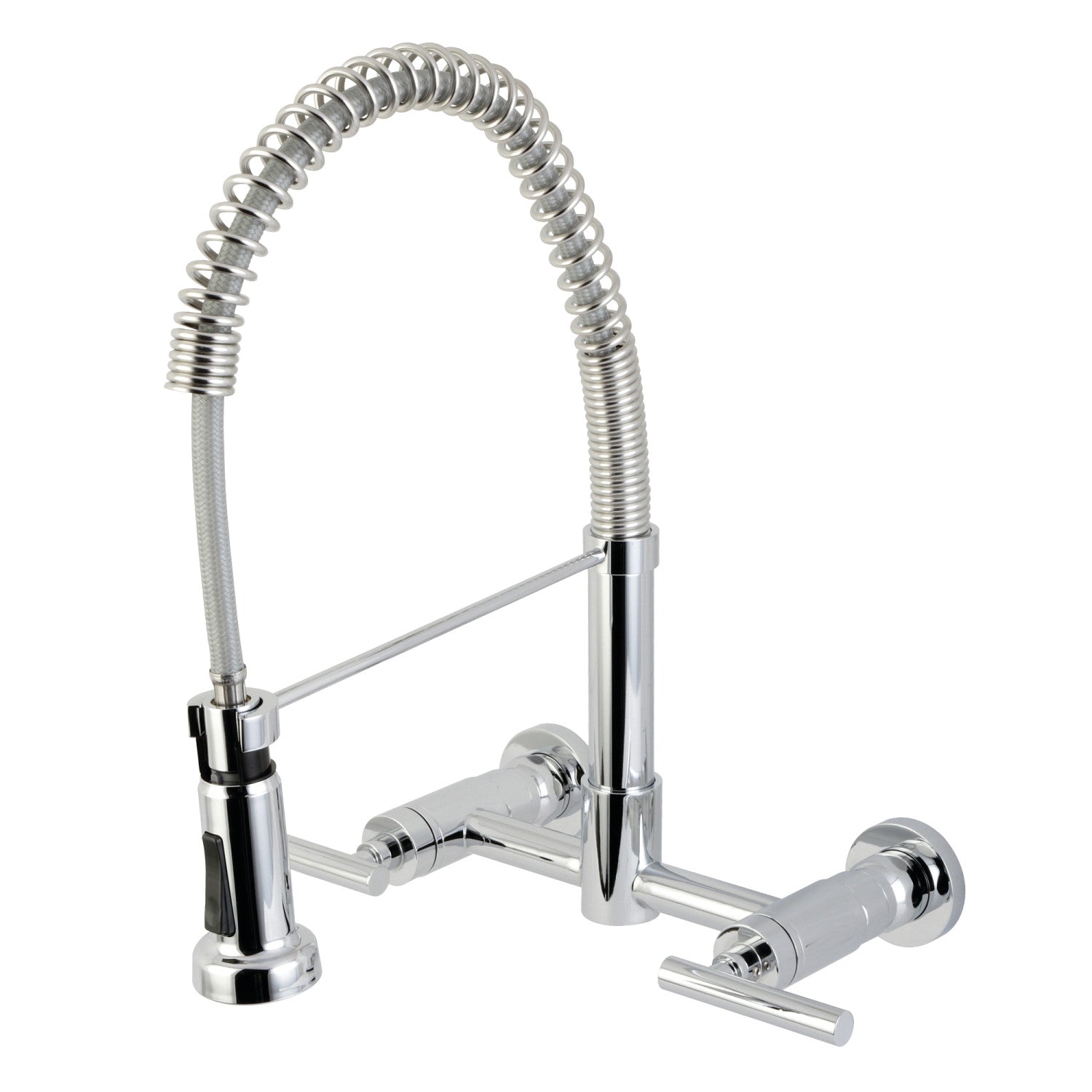 Kingston Sona GS8181CML - Robinet de cuisine à double poignée 2 trous pré-rinceau de pont, chrome poli