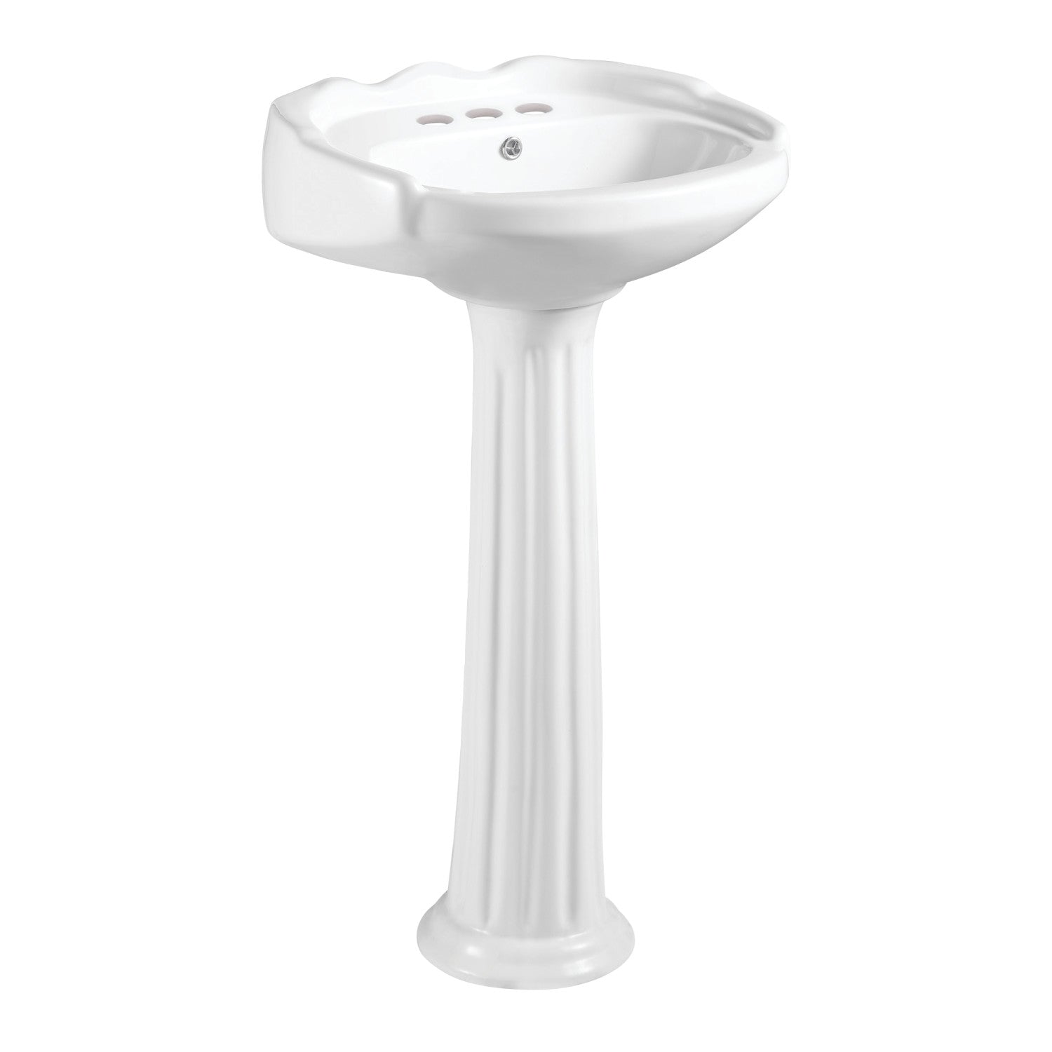 Kingston Heirloom VPB2034 - Stuart 20-Inch évier piédestal en céramique (4-Inch, 3 trou), blanc brillant
