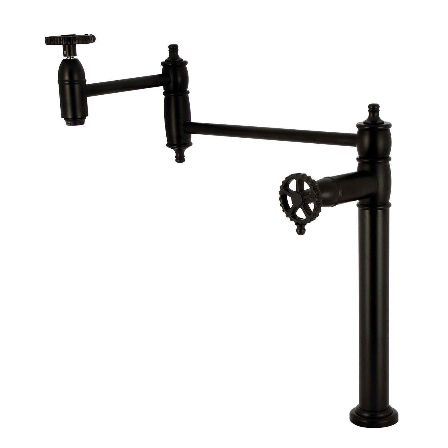 Kingston Tulare KS3700CG - Robinet de remplissage de pot de plate-forme à deux poignées Fuller 1 trou, noir mat