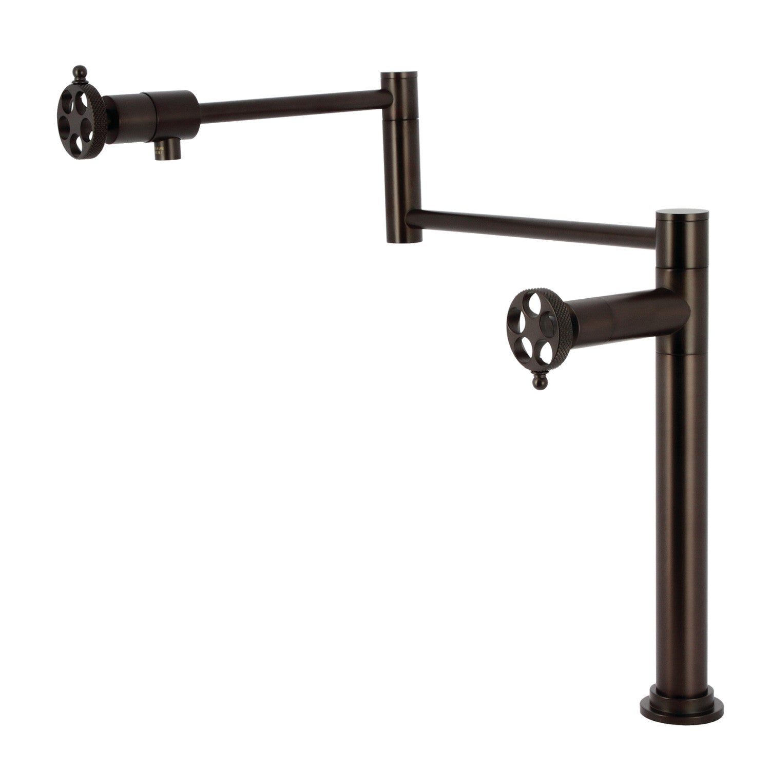 Kingston Sona KS4705RKX - Webb Robinet de remplissage de pot de plate-forme à deux poignées 1 trou avec poignée moletée, bronze frotté à l'huile