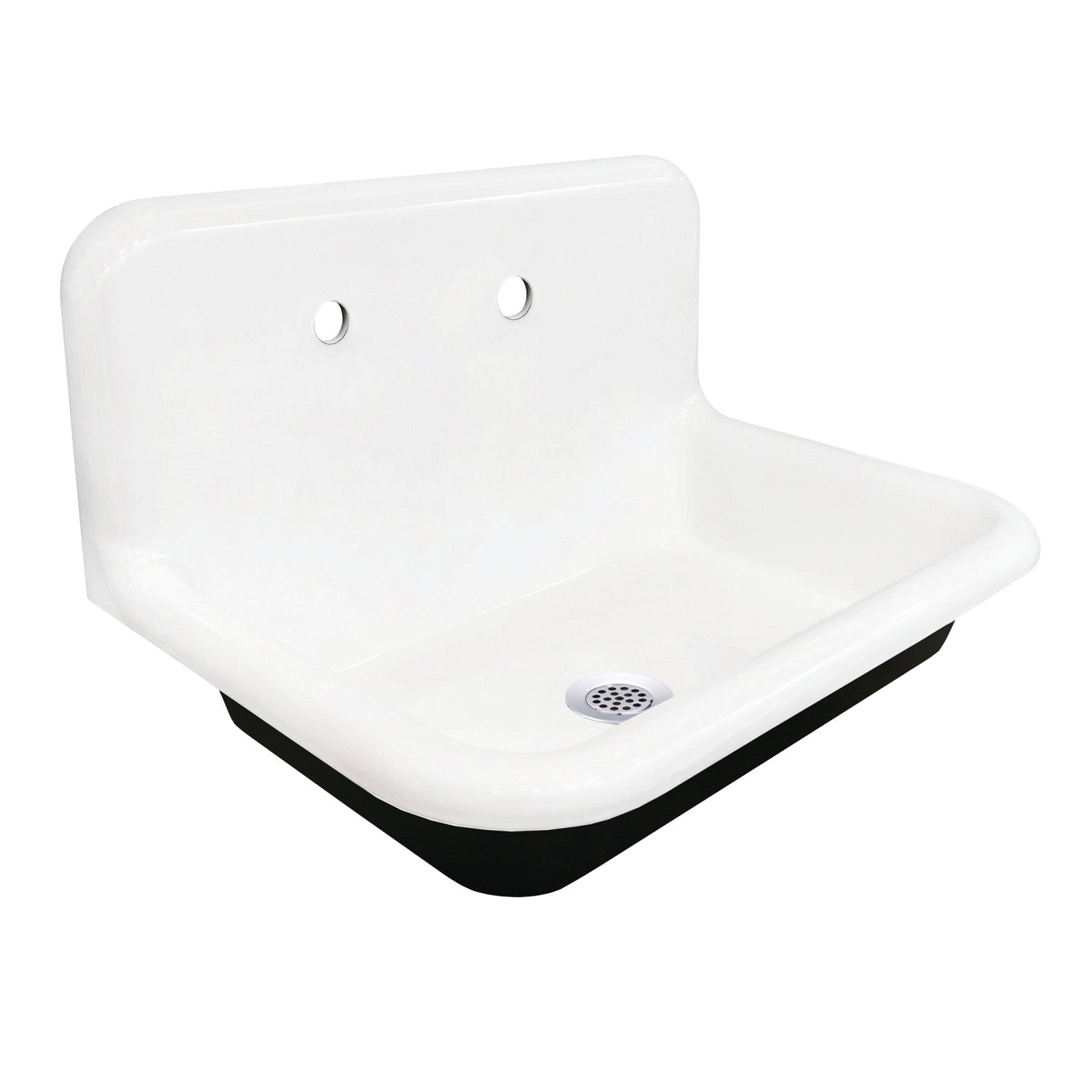 Kingston Heirloom KGCLWS3020191 - Towne 30-Inch Cast Iron Single Bowl Wall Mount Utility Sink with Drain, White/Polished Chrome