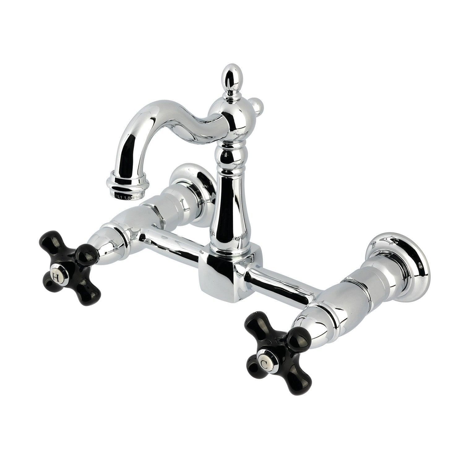 Kingston Heirloom KS2441PKX - Robinet de cuisine à deux poignées 2 trous Wall Mount Bridge, chrome poli