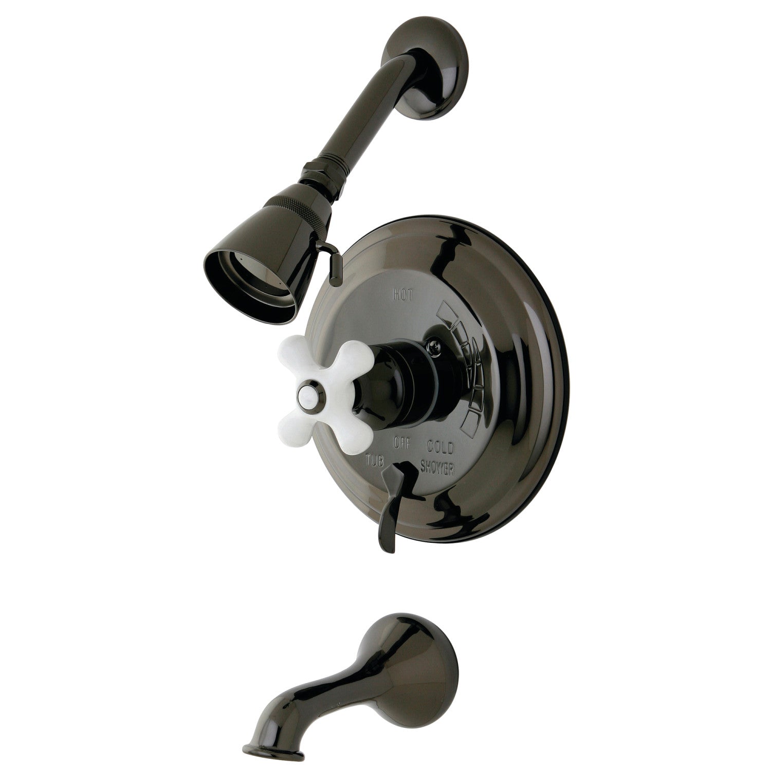 Kingston Heirloom NB36300PX - Robinet de baignoire et de douche équilibré par pression à une poignée, acier inoxydable noir