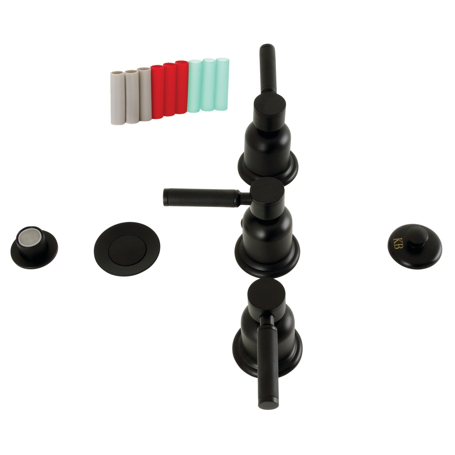 Kingston Sona KB6320DKL - Robinet de bidet vertical à trois poignées Kaiser, en laiton, noir mat