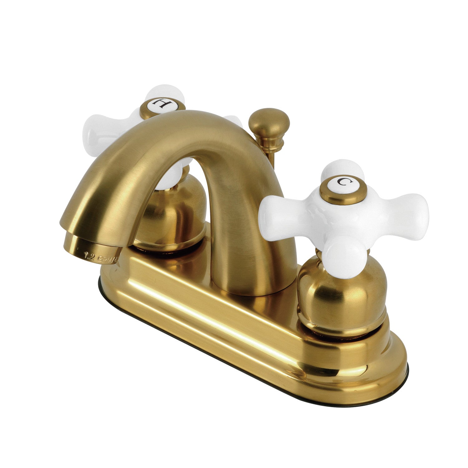Kingston Heirloom KB5617PX - Restoration Double-Handle 3 trous montage sur plage 4-Inch Centerset Robinet de salle de bain avec drain à tirette, laiton brossé