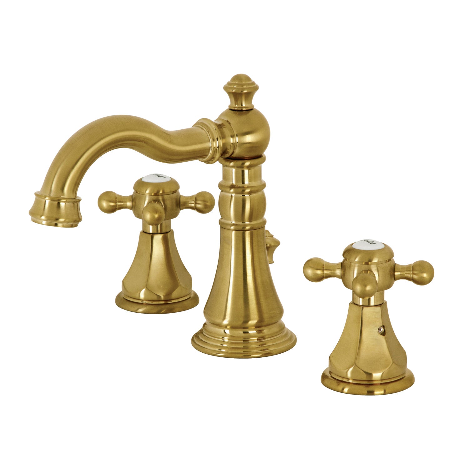 Kingston Heirloom FSC1973BX - Robinet de salle de bain à grande échelle à deux poignées métropolitain 3 trous avec couvercle en laiton, laiton brossé