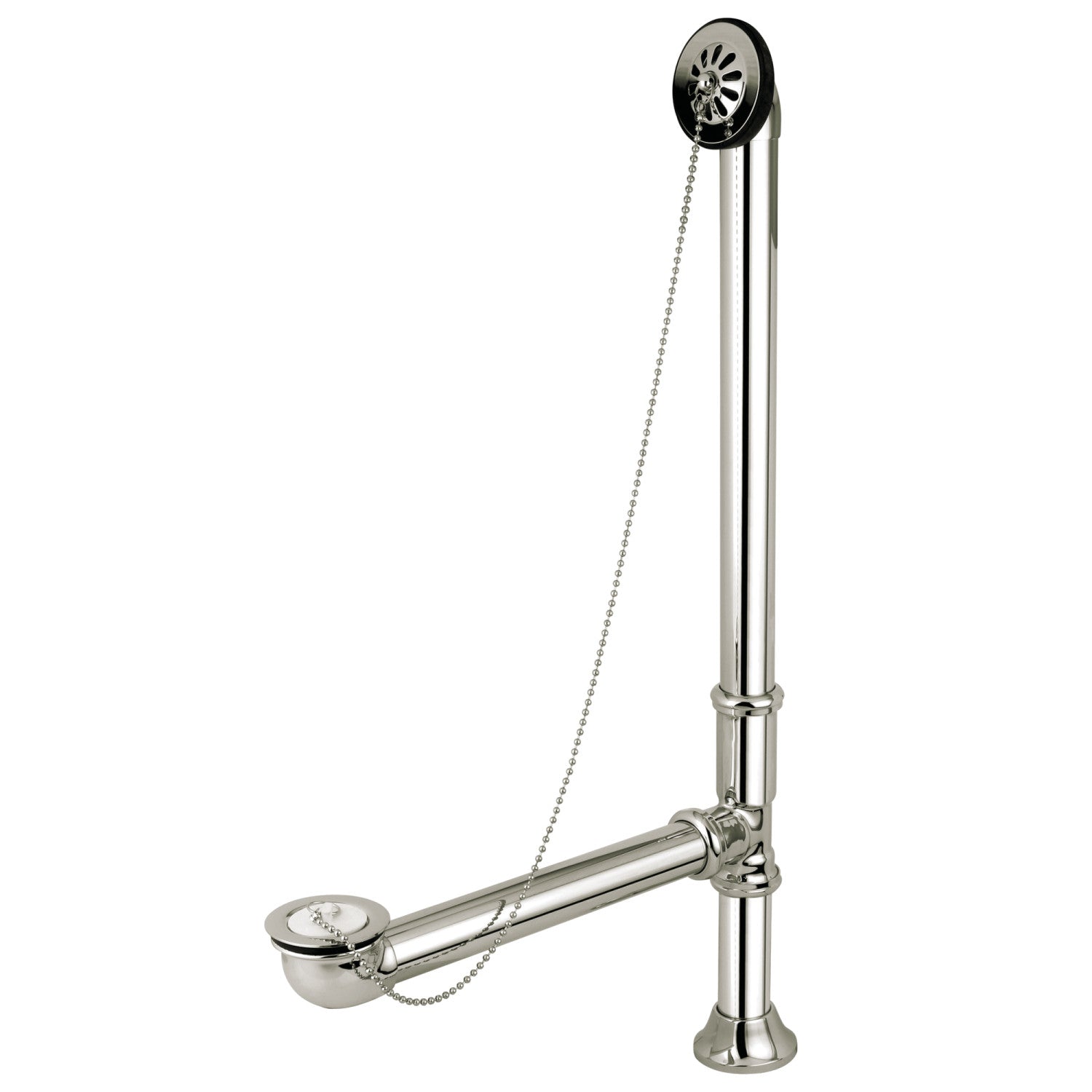 Kingston Heirloom CC2096 - Vintage Brass Chain and Stopper Tub Waste and Overflow, Polished Nickel