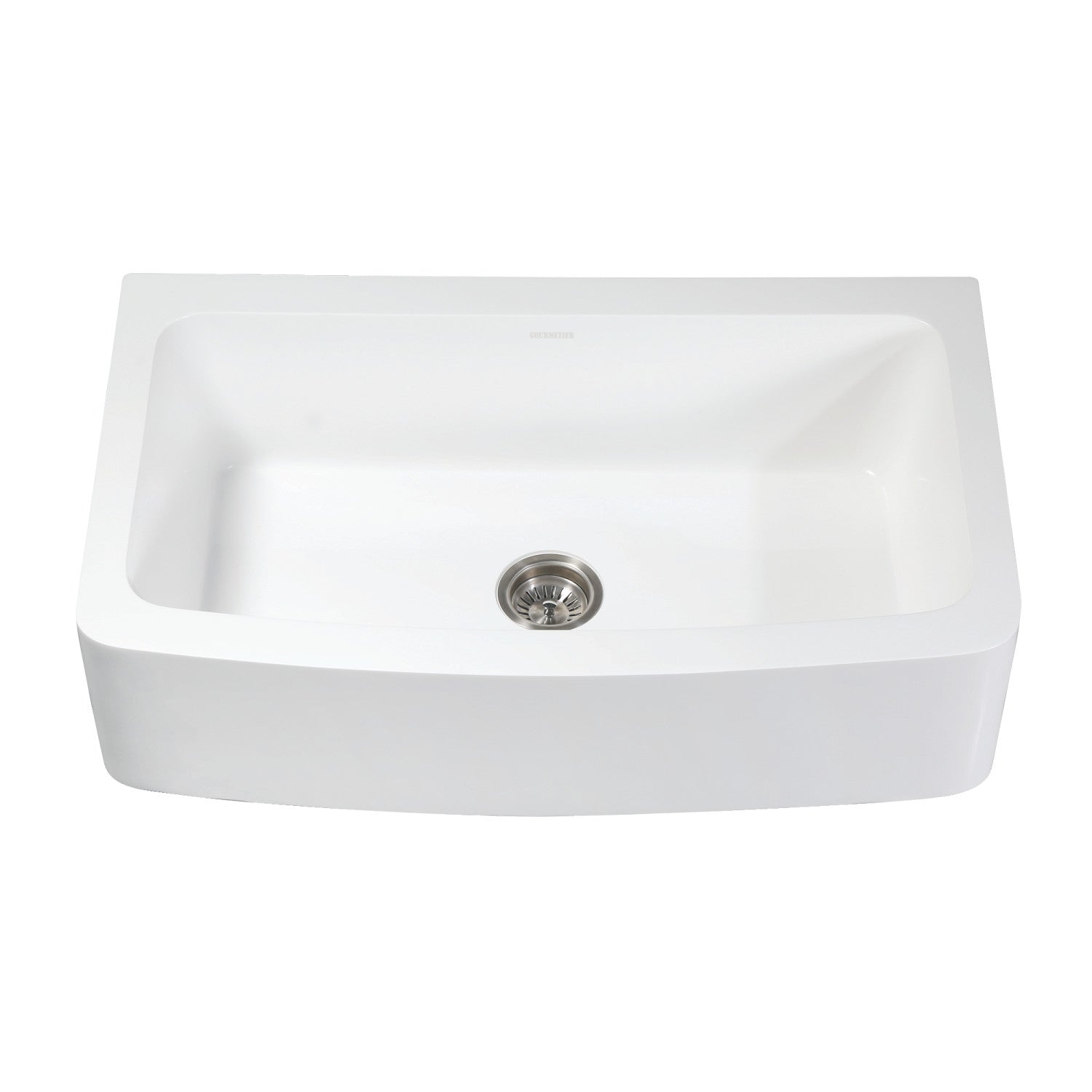 Kingston Tulare GKFA36229 - Arcticstone 36-inch solide surface blanc pierre tablier avant unique bol ferme cuisine évier avec filtre, blanc mat