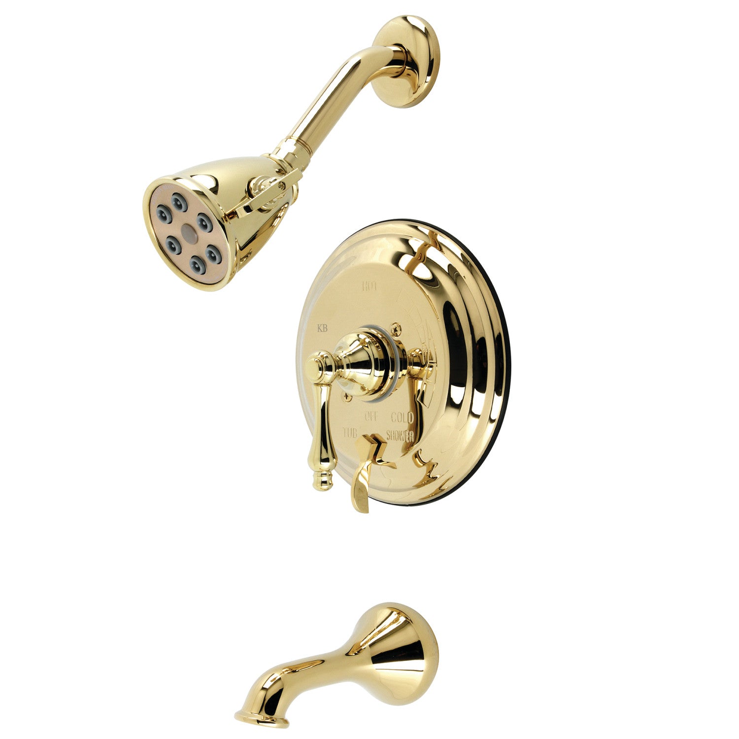 Kingston Heirloom VB36320AL Robinet de baignoire et de douche à pression simple poignée, laiton poli
