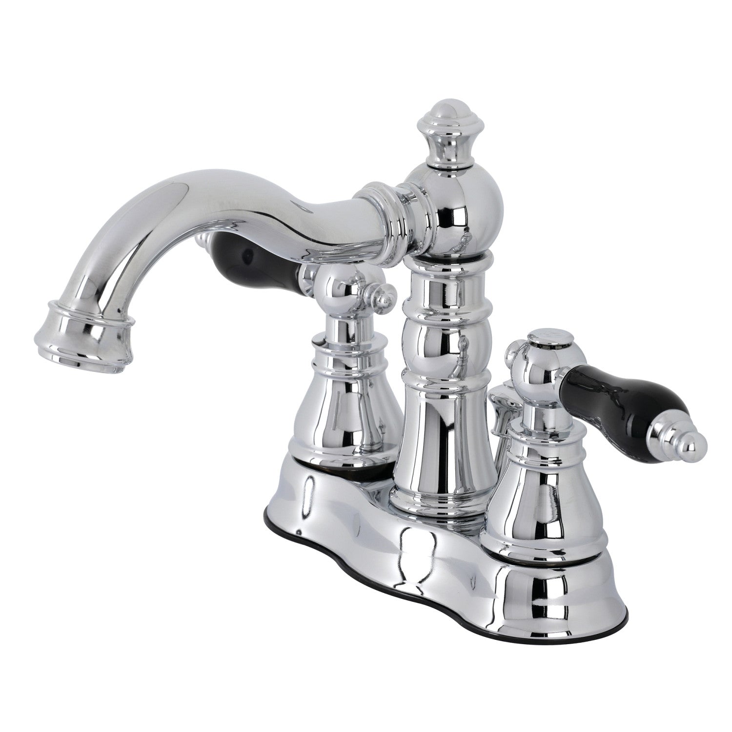 Kingston Heirloom FSC1601AKL - Duchesse Double-poignée 3 trous montage sur plage 4-Inch Centerset Robinet de salle de bains avec laiton à tirette, Chrome poli