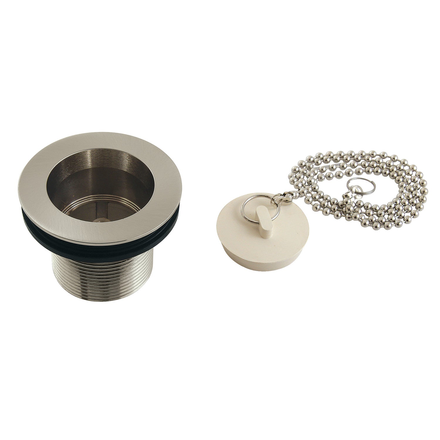 Kingston Heirloom DSP15SN - Made To Match 1-1/2-Inch Chain and Stopper Tub Drain with 1-1/2-Inch Body Thread, Brushed Nickel