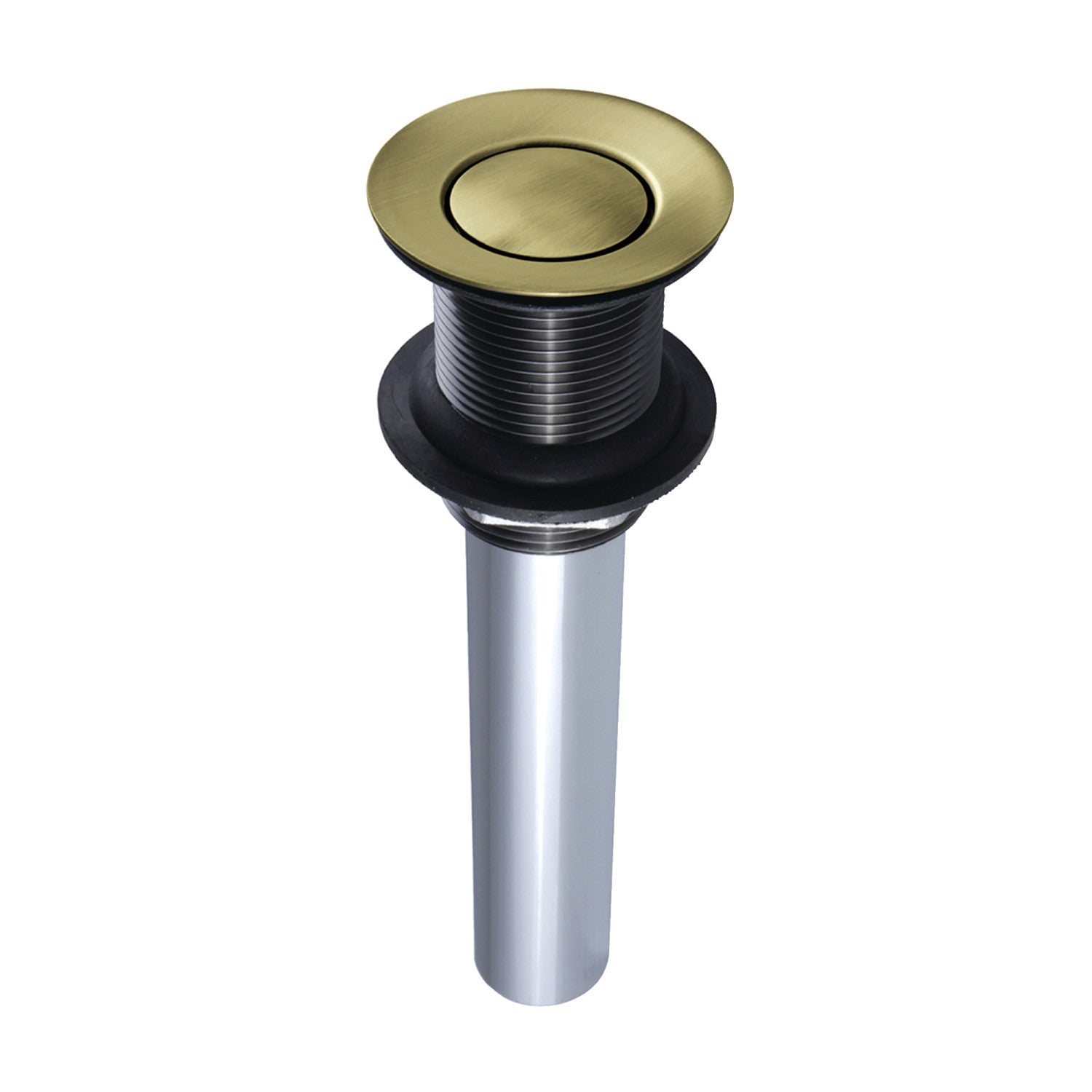 Kingston Trimscape EV8003 Brass Push Pop-Up Bathroom Sink Drain without Overflow, 22 Gauge, Antique Brass