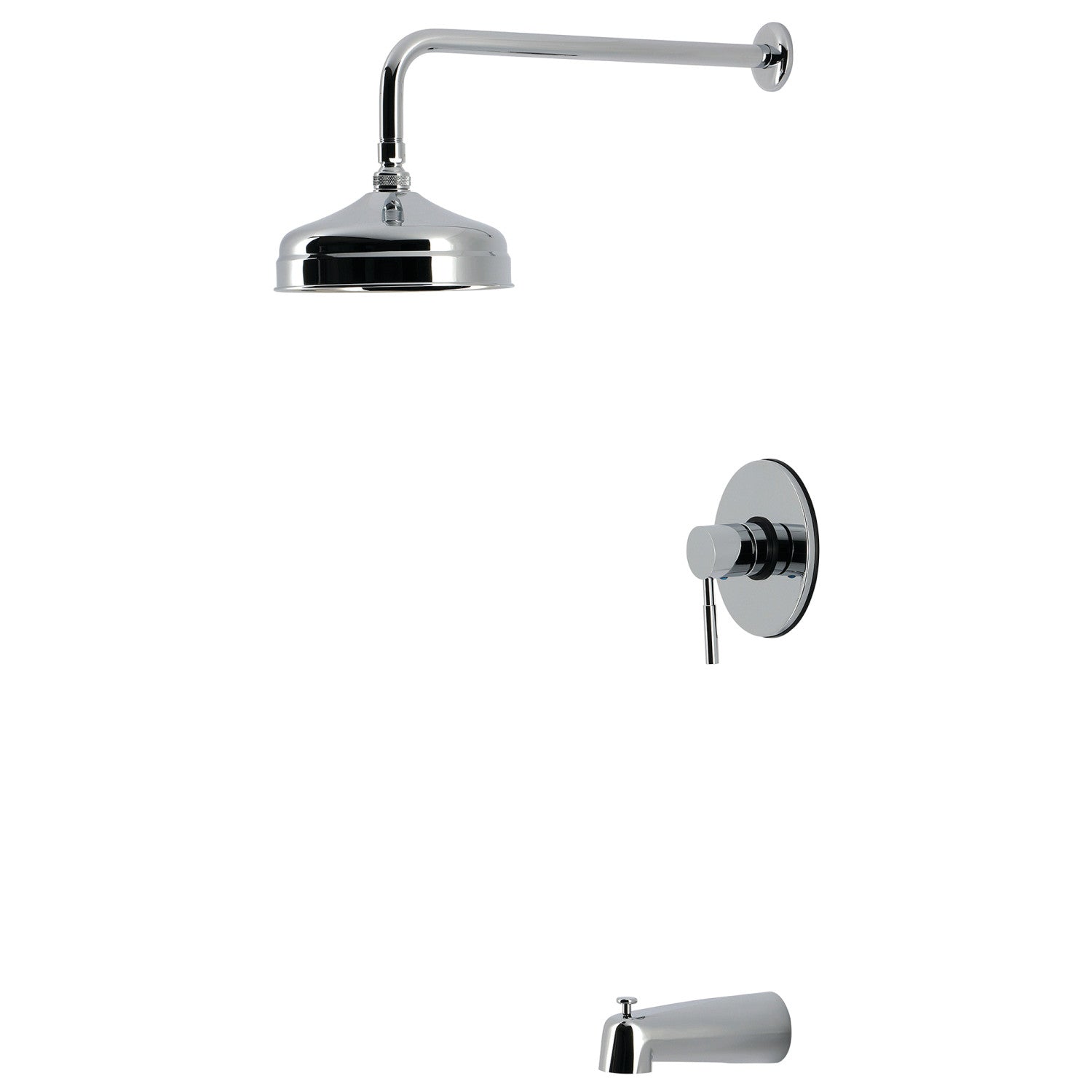 Kingston Concord KB4691DLT Robinet de baignoire et de douche équilibré à une seule poignée, chrome poli