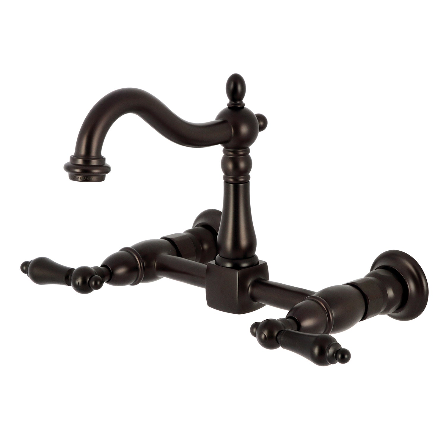 Kingston Heirloom KS1265AL - Robinet de cuisine à deux poignées Heritage 2 trous Wall Mount Bridge, bronze frotté à l'huile