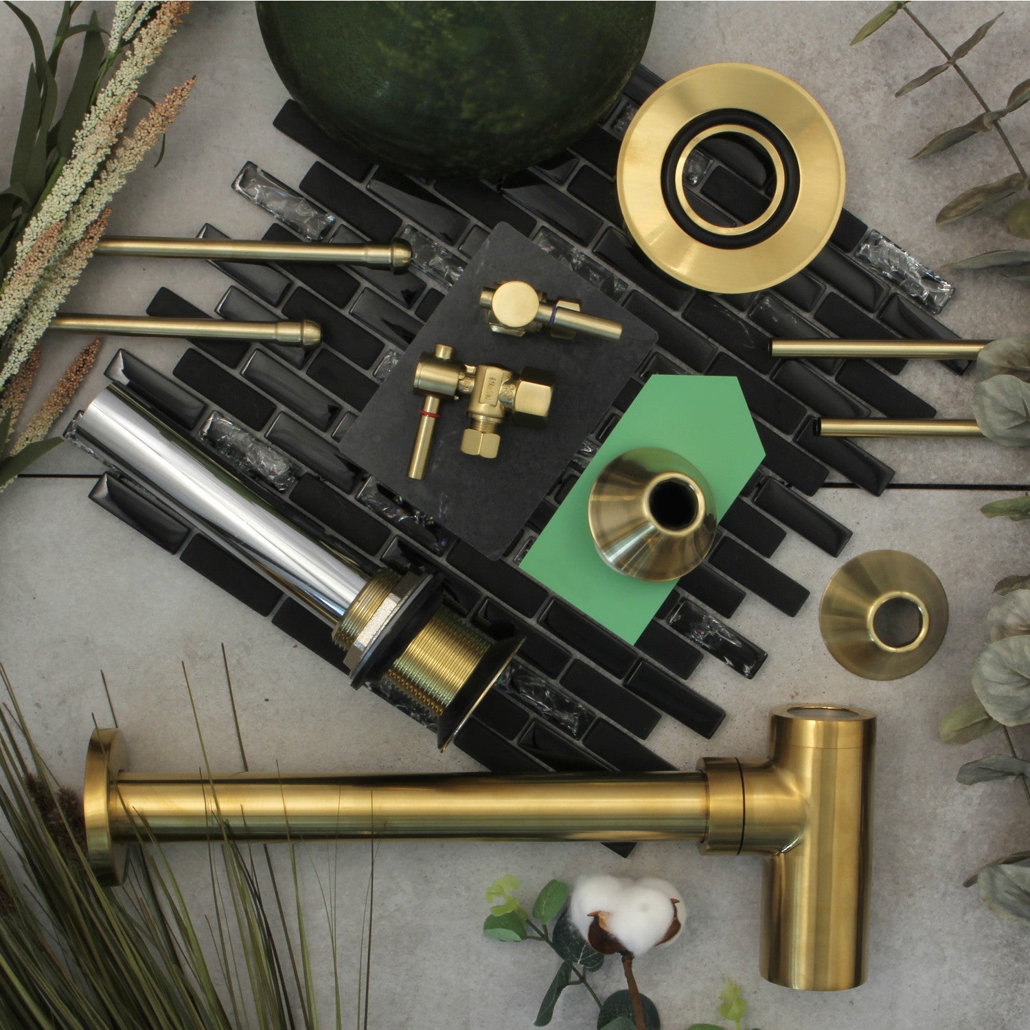 Kingston Sona CC43107DLVKB30 - Trimscape Modern Plumbing Sink Trim Kit with Bottle Trap and Drain, Brushed Brass
