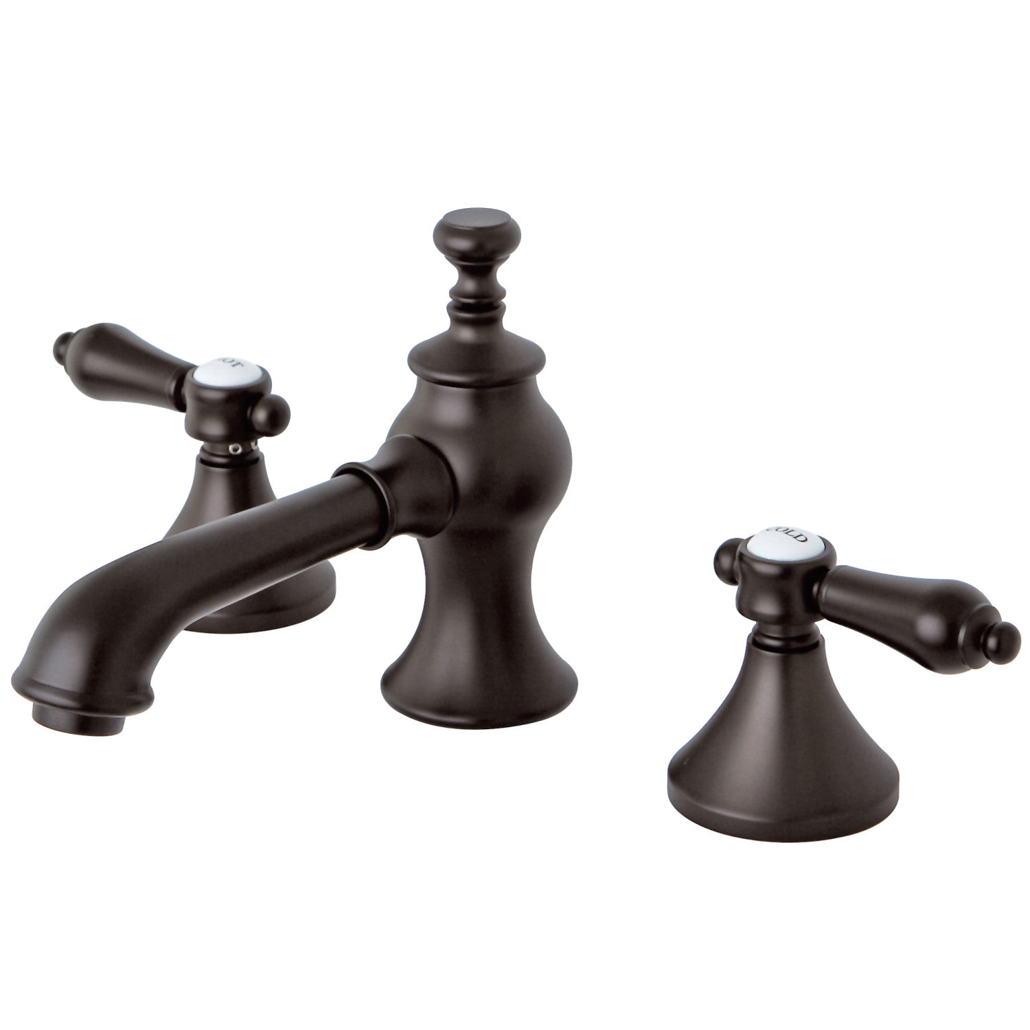 Kingston Tulare KC7065BAL - Heirloom Two-Handle 3-Hole Deck Mount Widespread Bathroom Faucet with Brass Pop-Up, Oil Rubbed Bronze