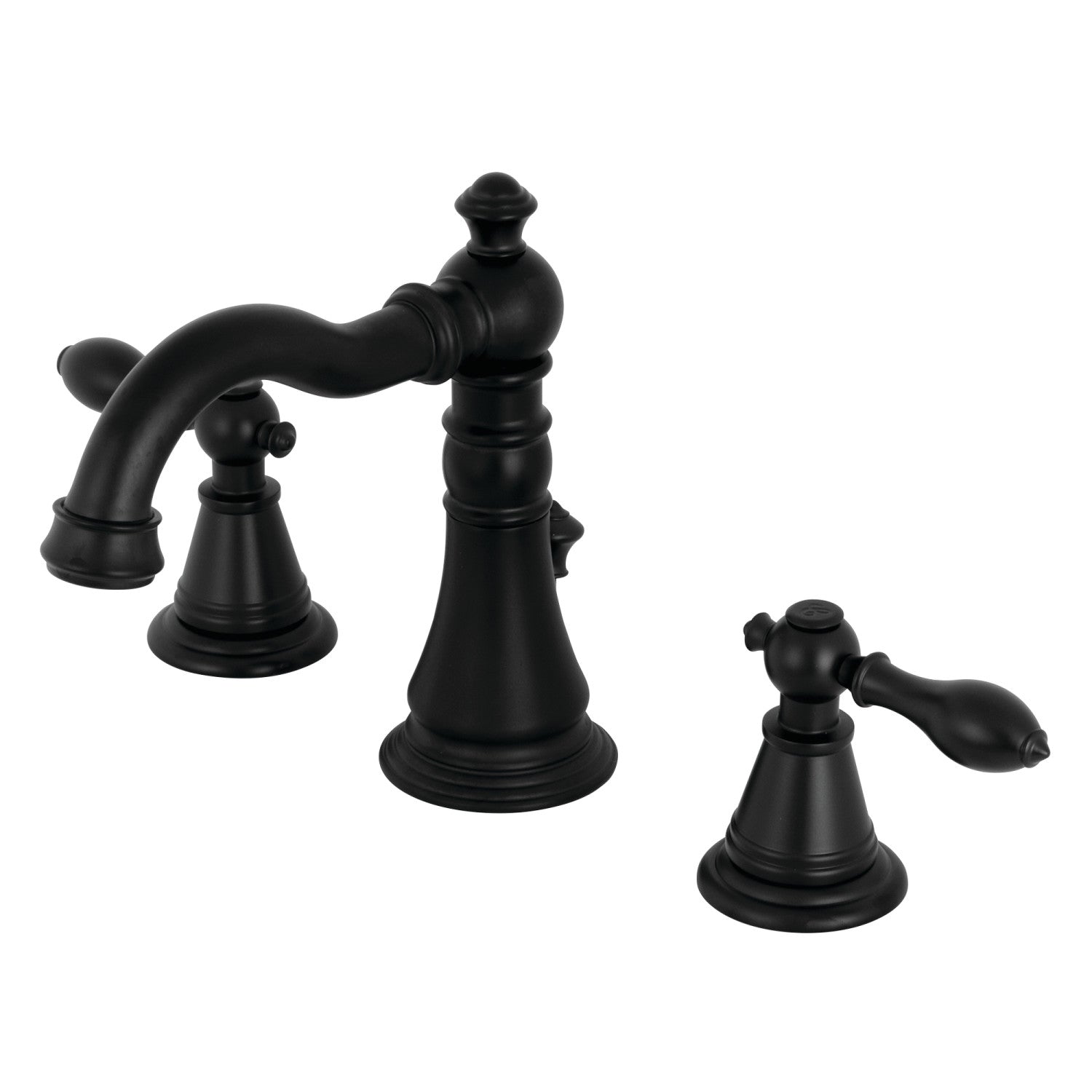 Kingston Heirloom FSC1970AL - English Classic Two-Handle 3-Hole Deck Mount Widespread Bathroom Faucet with Brass Pop-Up, Matte Black