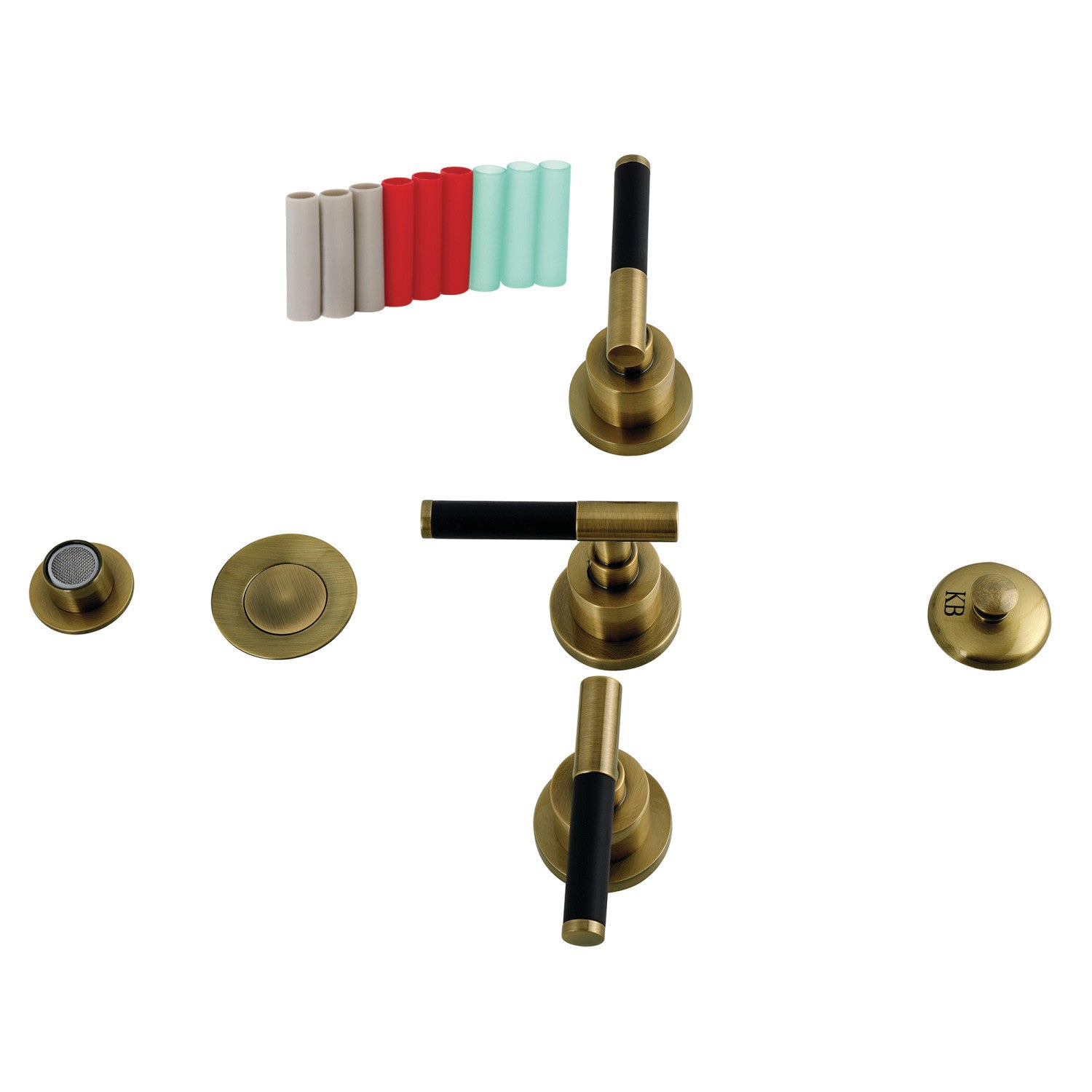 Kingston Sona KB6323CKL - Robinet de bidet vertical Kaiser à trois poignées avec laiton à tirette, laiton antique