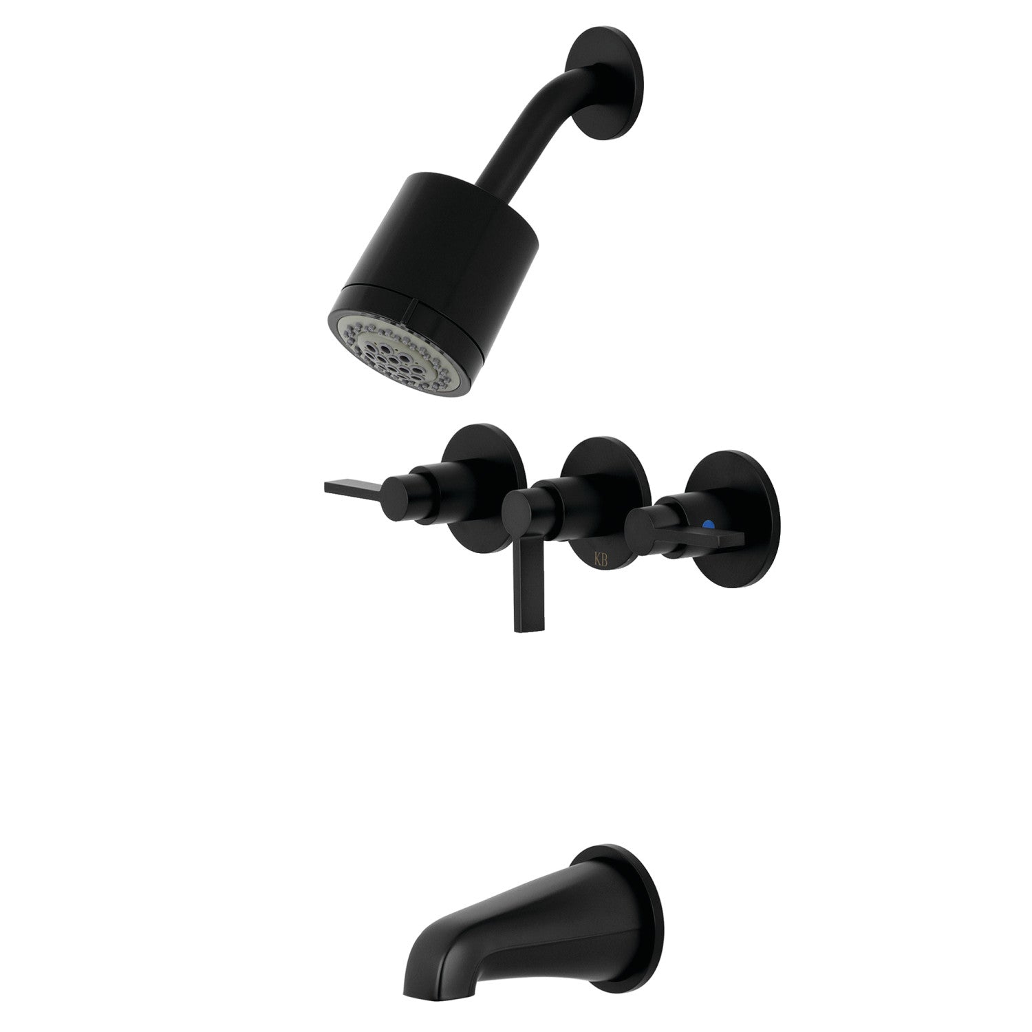 Kingston Sona KBX8130NDL - Robinet de baignoire et de douche à triple poignée NuvoFusion, noir mat