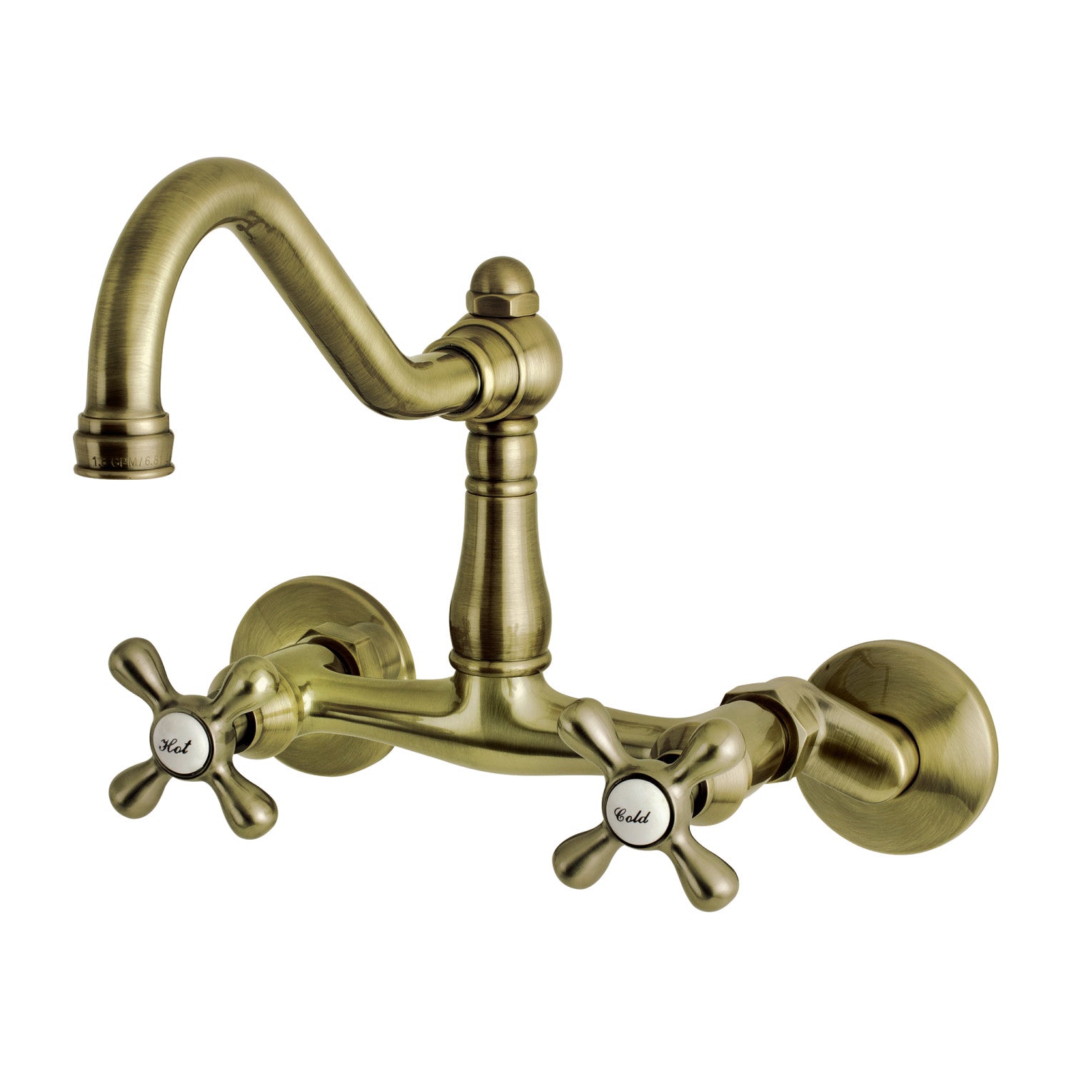 Kingston Heirloom KS3223AX - Robinet de cuisine à deux poignées 2 trous Wall Mount Bridge, laiton antique