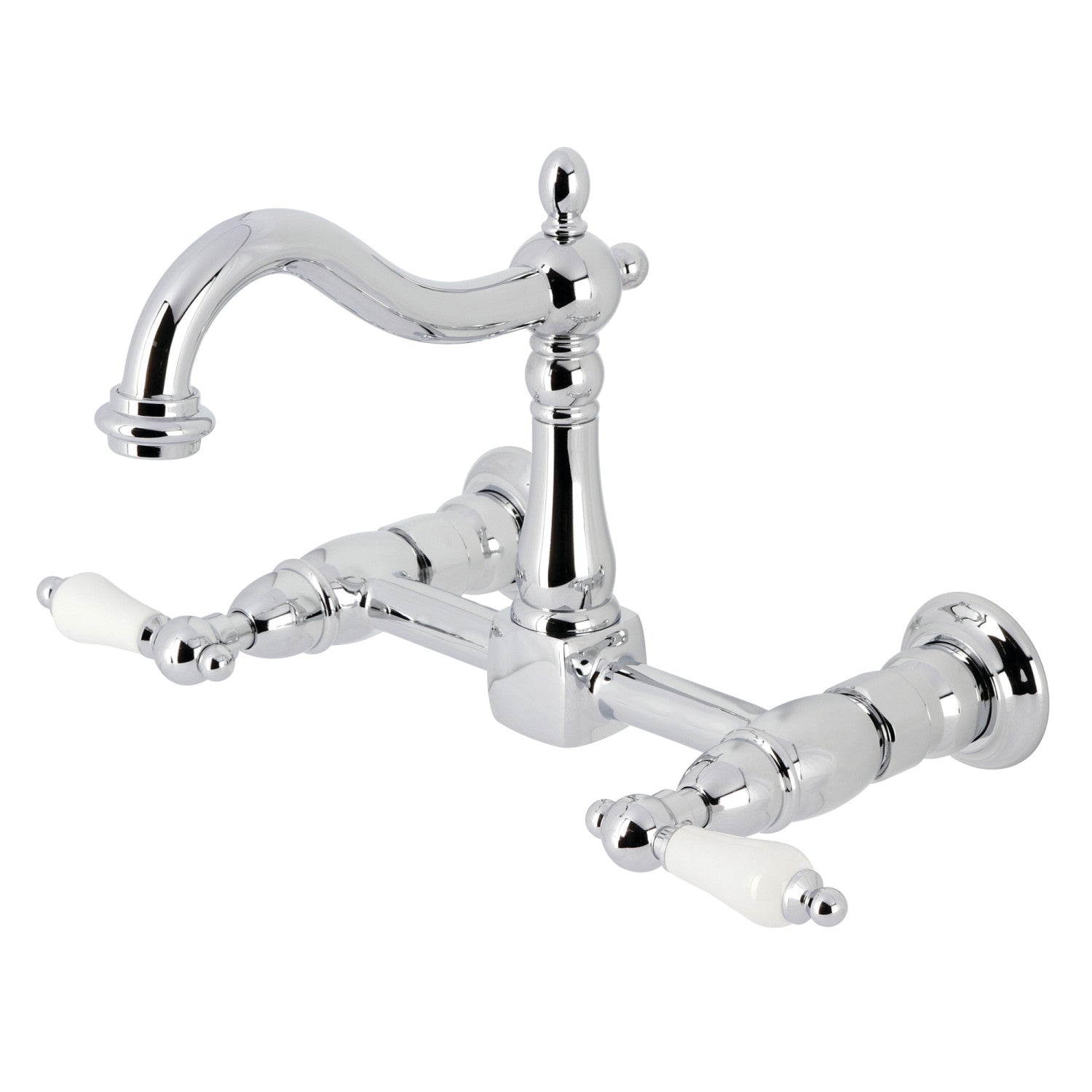Kingston Heirloom KS1261PL - Robinet de cuisine à deux poignées Heritage 2 trous, chrome poli