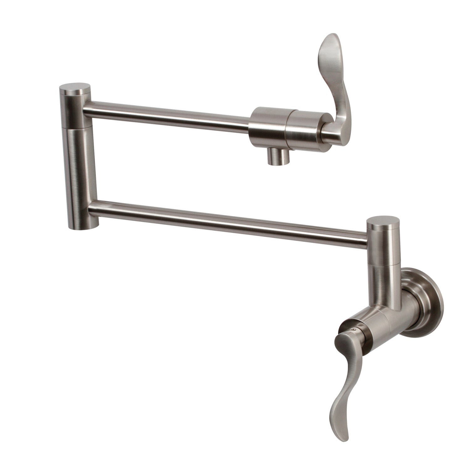 Kingston Tulare KS4108DFL - Robinet de remplissage pour pot mural à deux poignées NuWave 1 trou, Nickel brossé