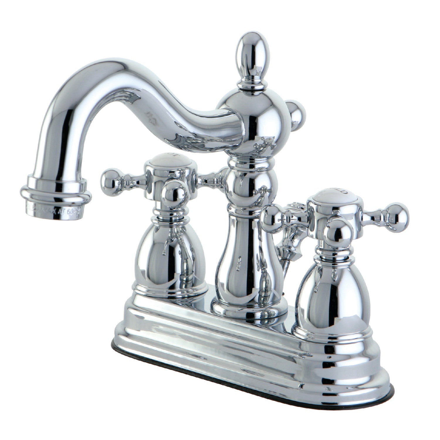 Kingston Heirloom KS1601BX - Heritage Double-Handle 3 trous montage sur plage 4-Inch Centerset Robinet de salle de bains avec laiton à tirette, Chrome poli