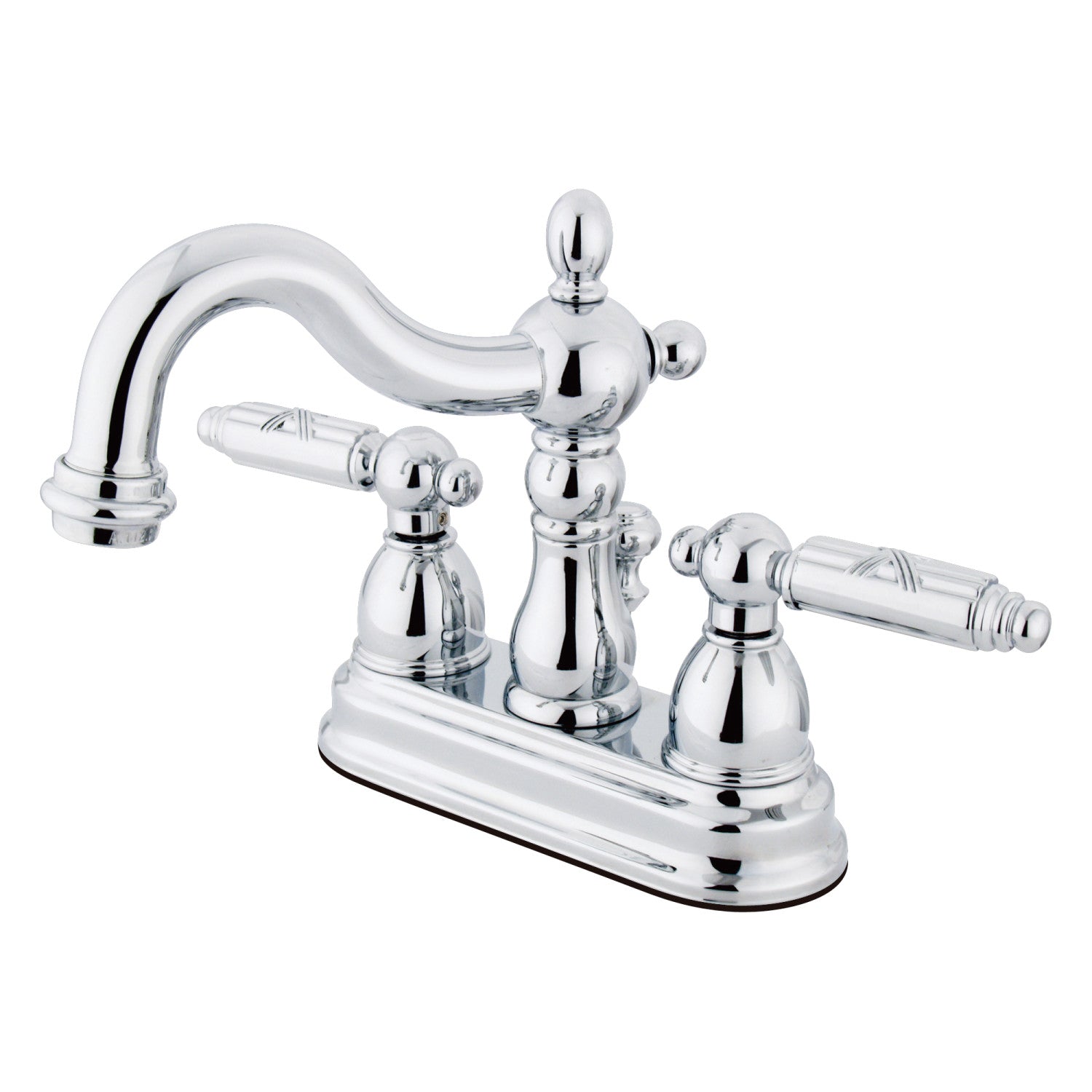 Kingston Heirloom KB1601GL - Heritage Double-Handle 3 trous montage sur plage 4-Inch Centerset Robinet de salle de bains avec drain à tirette, chrome poli