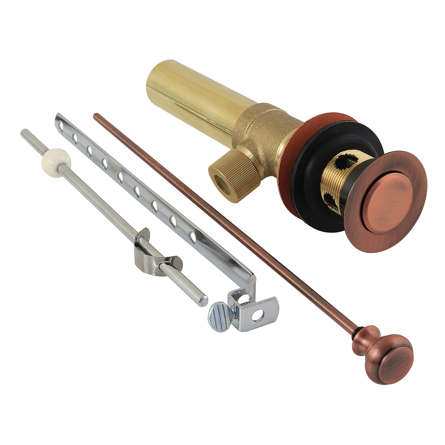 Kingston Trimscape KB2006AC Brass Pop-Up Bathroom Sink Drain with Overflow, 22 Gauge, Antique Copper