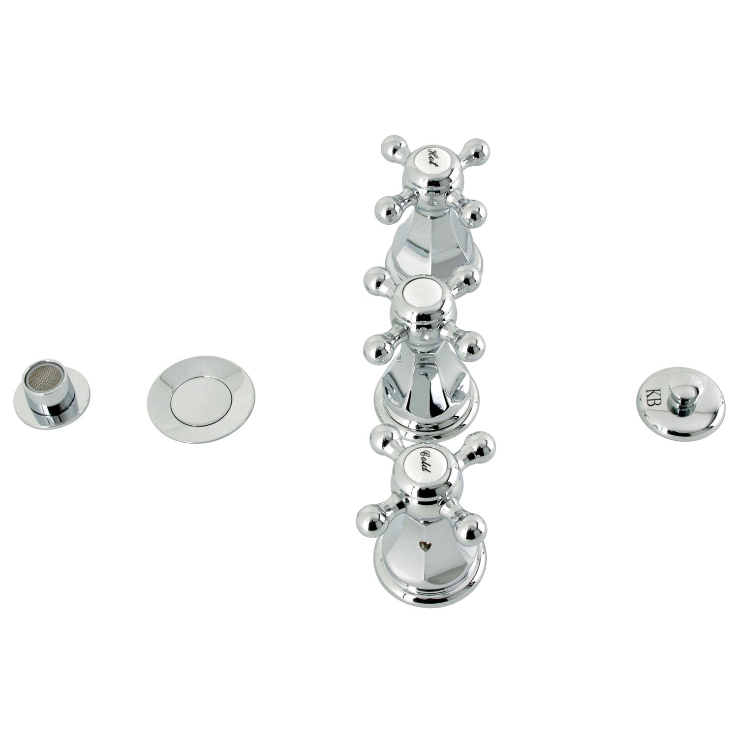 Kingston Heirloom KB321BX - Robinet de bidet vertical métropolitain à trois poignées avec laiton à tirette, chrome poli