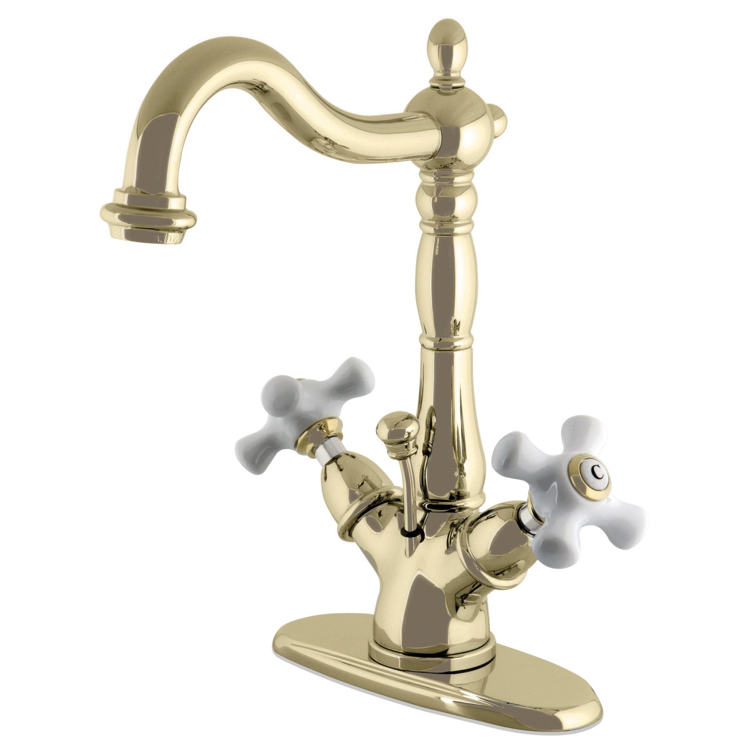 Kingston Heirloom KS1432PX - Heritage Double-Handle 1-or-3 Robinet de salle de bains à trou unique avec laiton à tirette, laiton poli