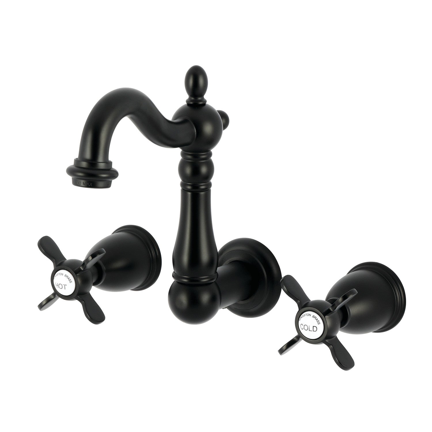 Kingston Heirloom KS1220BEX - Robinet de salle de bains à double poignée Essex 3 trous, noir mat