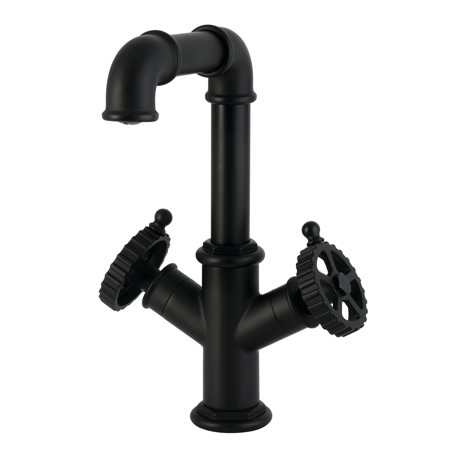 Kingston Fuller LS6300CG Robinet de salle de bain à deux poignées 1 trou avec bonde à tirette, noir mat