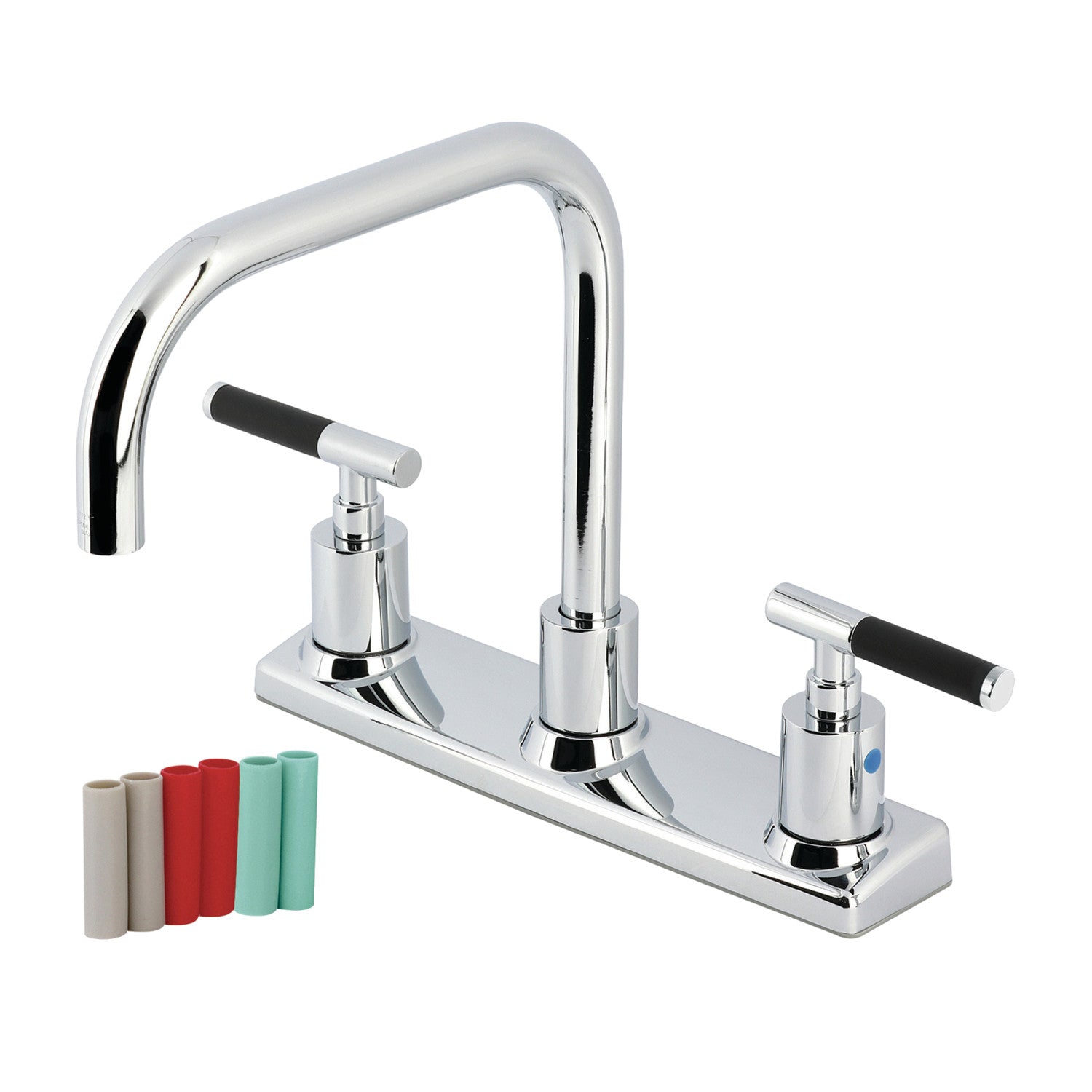 Kingston Sona FB2141CKL - Robinet de cuisine central à deux poignées Kaiser 2 trous 8, chrome poli