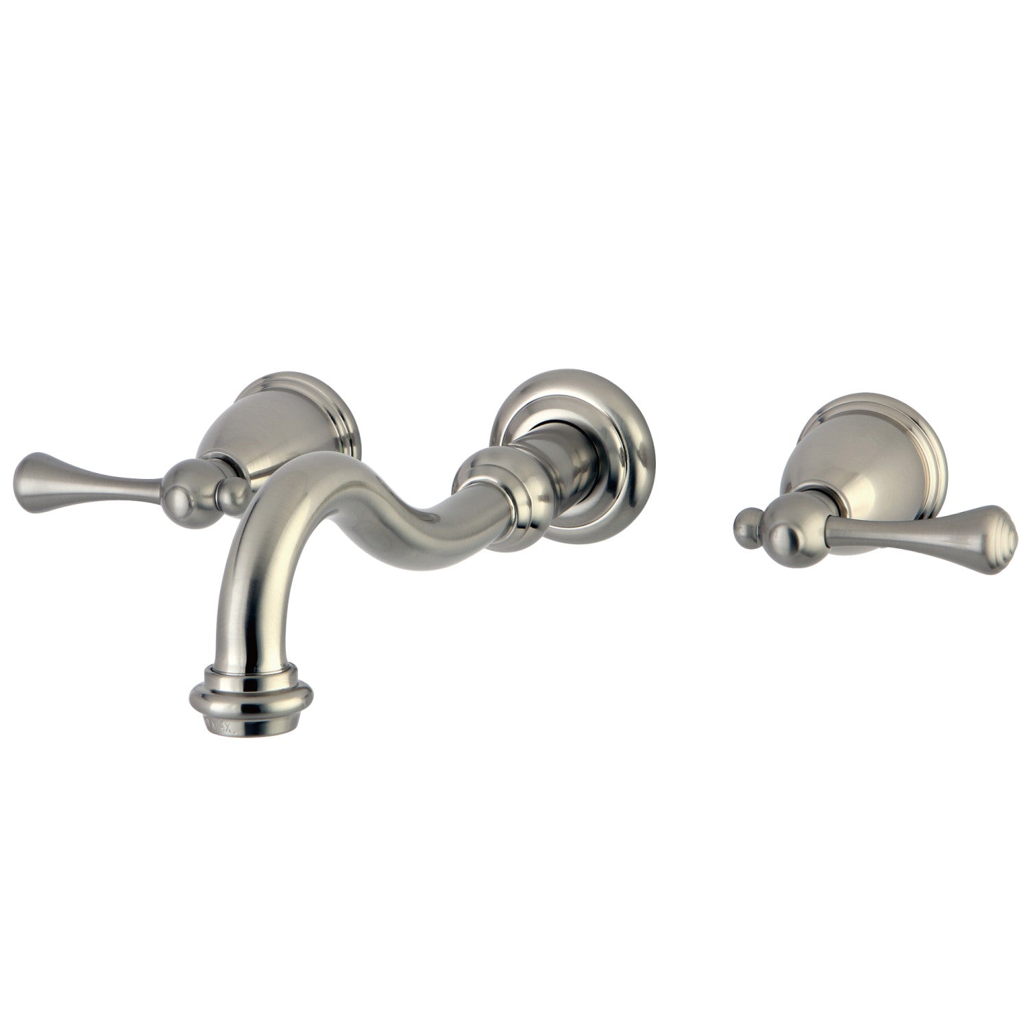 Kingston Heirloom KS3128BL - Robinet de salle de bains mural double poignée vintage 3 trous, nickel brossé