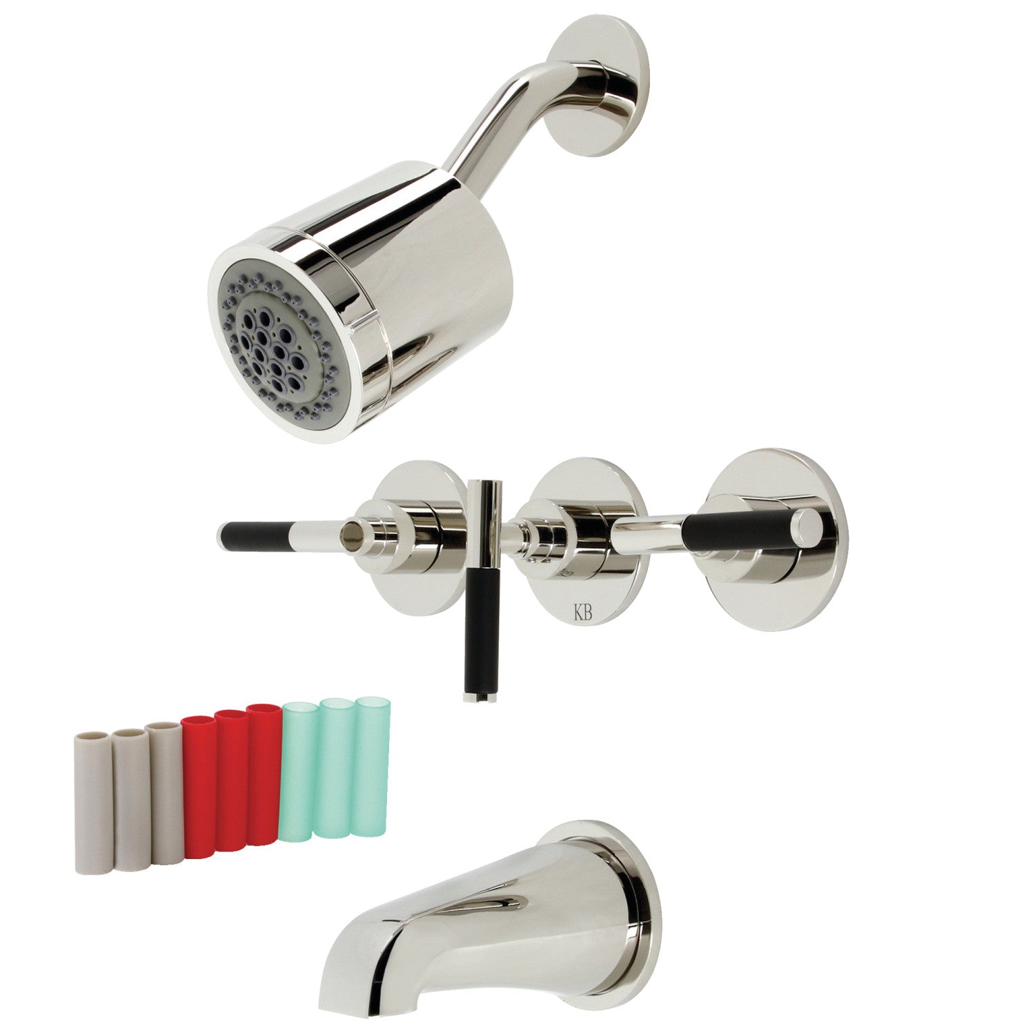 Kingston Sona KBX8136CKL - Robinet de baignoire et de douche à triple poignée Kaiser, nickel poli