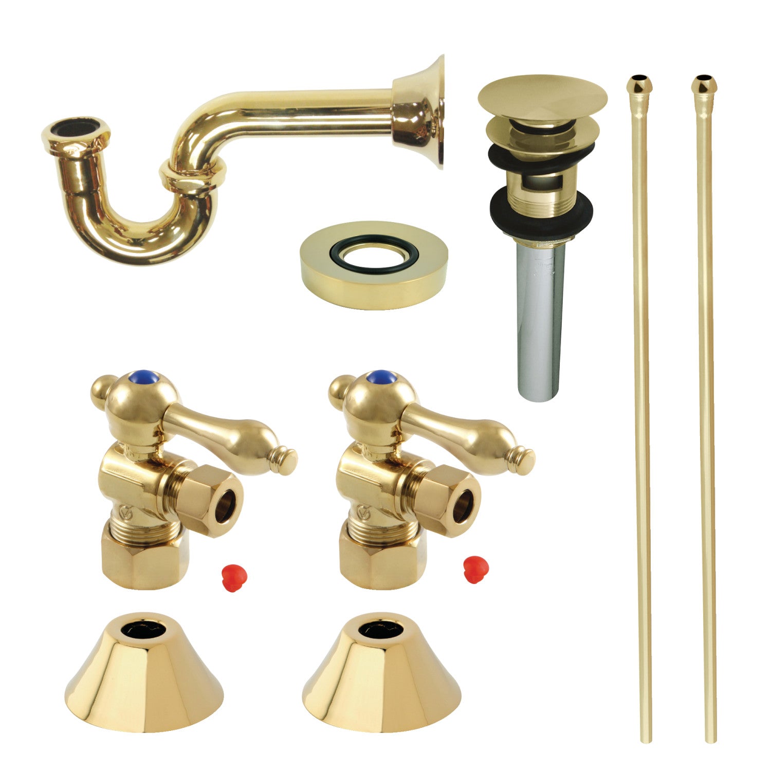 Kingston Heirloom CC53302VOKB30 - Trimscape Traditional Plumbing Sink Trim Kit with P-Trap and Overflow Drain, Polished Brass
